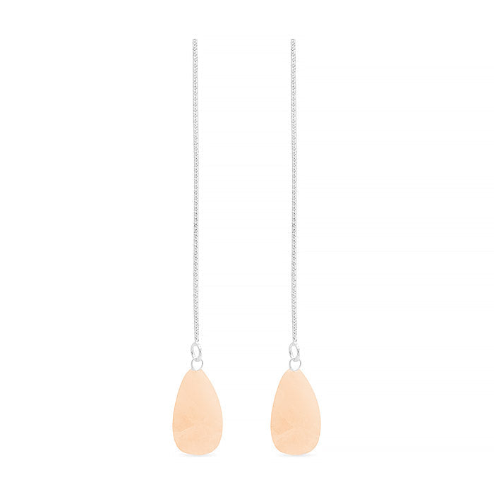 Boucles d'oreilles en argent sterling 925 avec agate orange finies en rhodium - Zoqoyi