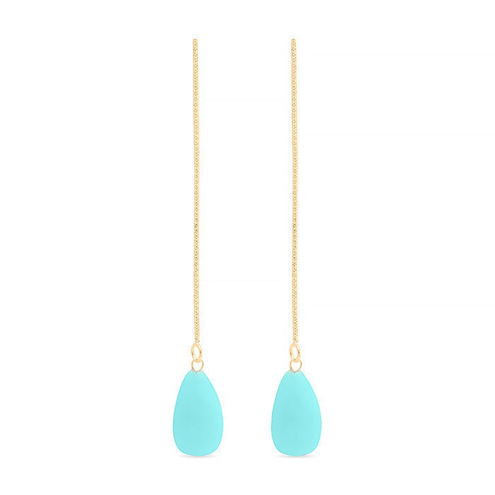 925 Sterling Silver Earrings with Turquoise finished in 18K yellow gold - Zoqoyi
