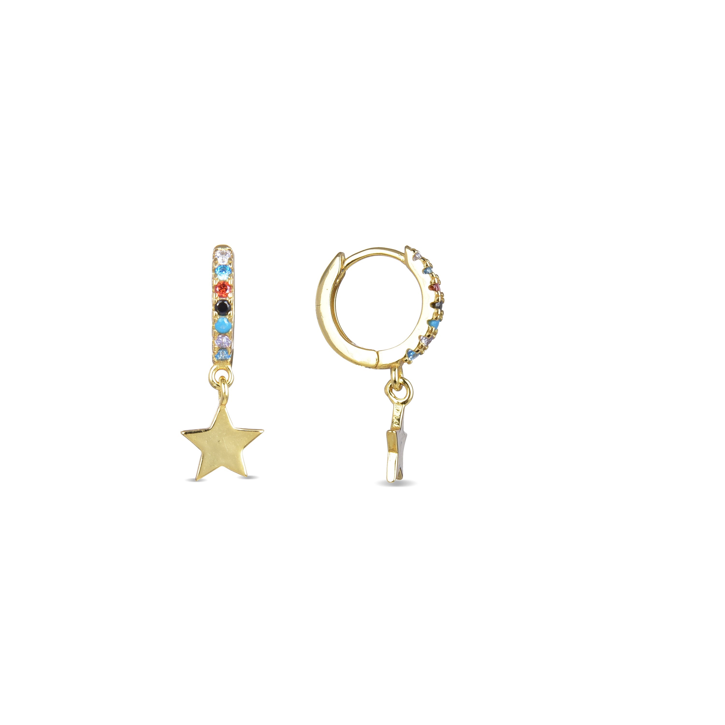 Orecchini in Argento Sterling 925 con Zirconia Multicolore finiti in oro giallo 18K - Libe