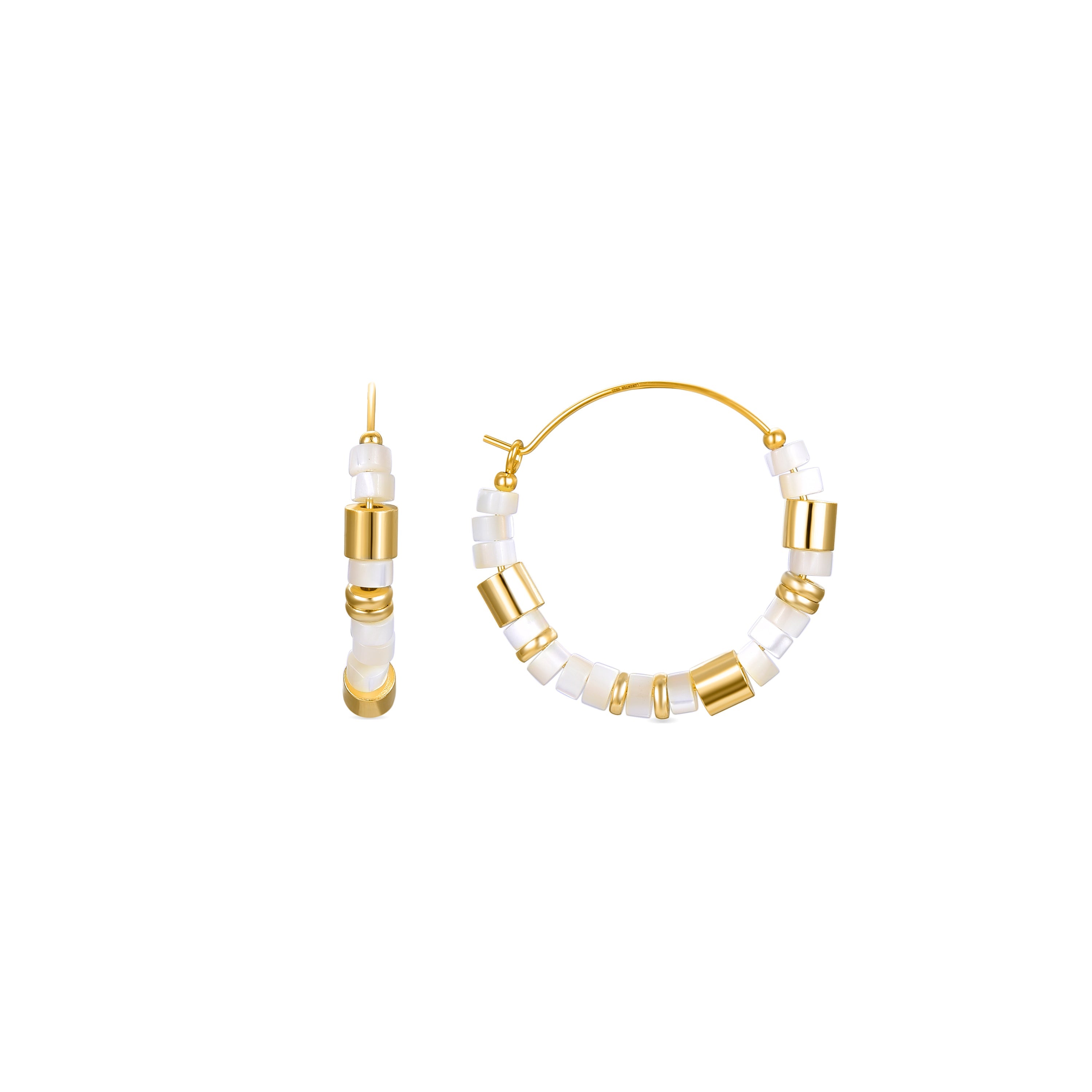 Orecchini in Argento Sterling 925 con Madreperla Bianca finiti in oro giallo 18K - Wicoy