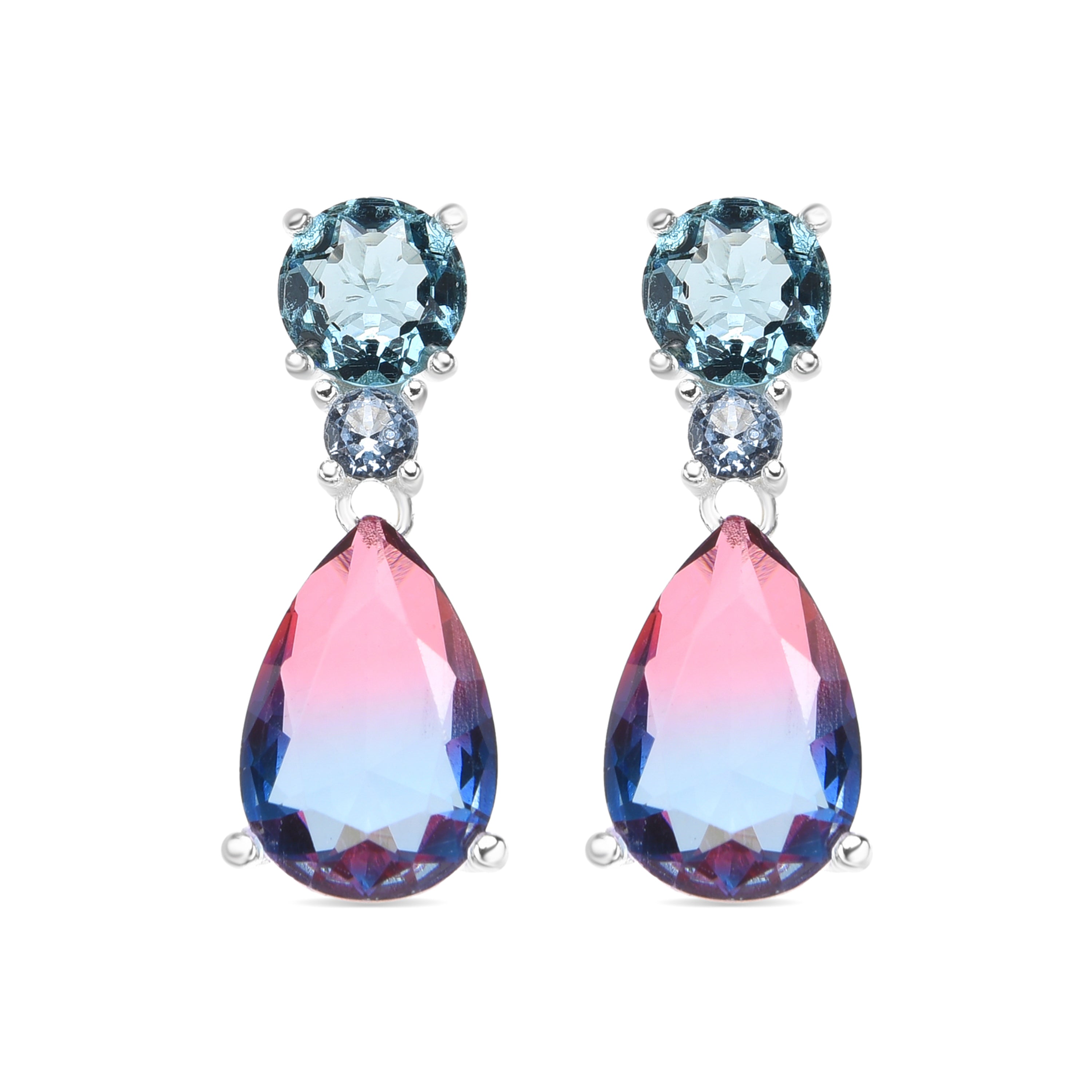 Orecchini in Argento Sterling 925 e Quarzo Iidrotermale Blu Degradato finitura rodio - Koarg