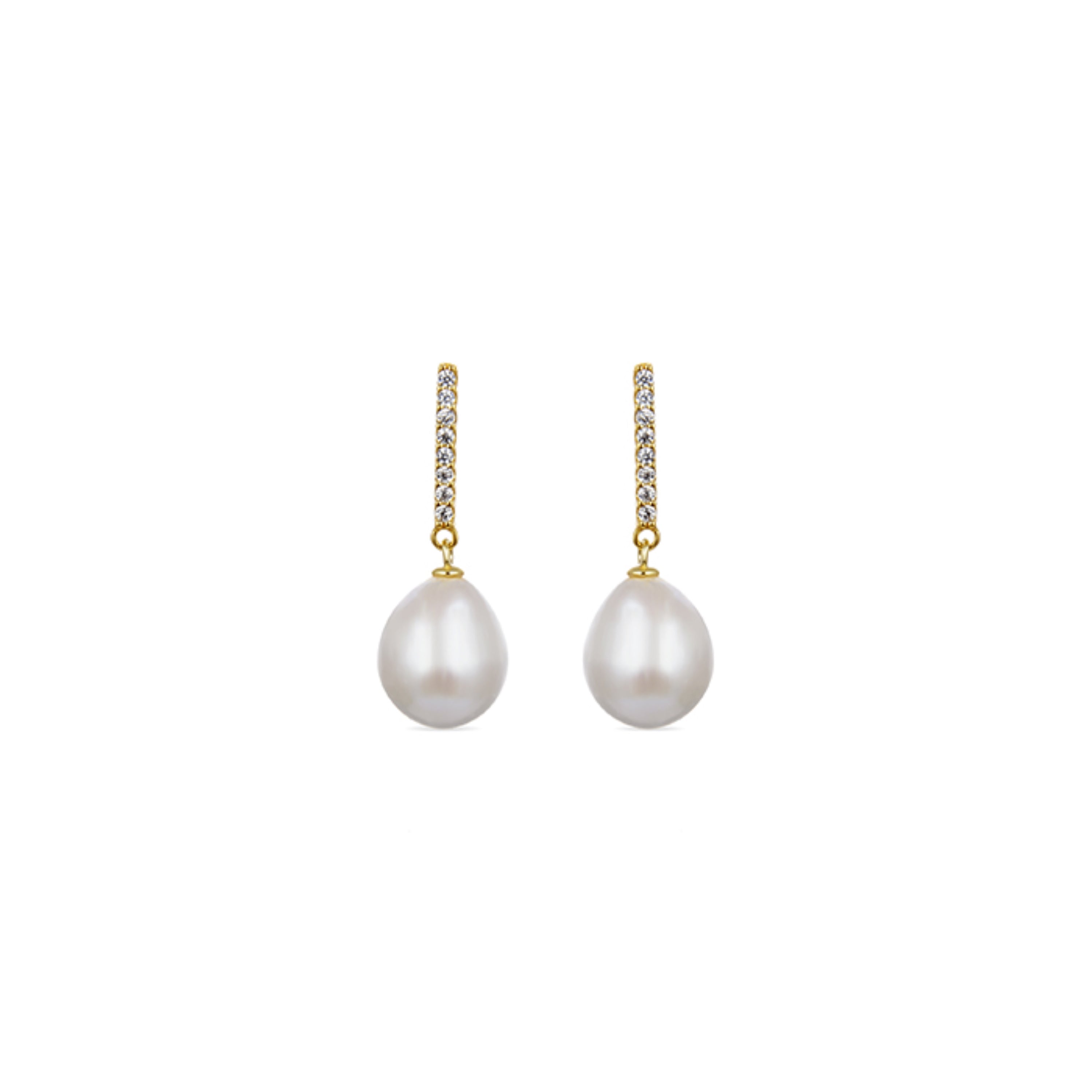 Orecchini in Argento 925 con Perla Bianca finiti in oro giallo 18K - Nolshu