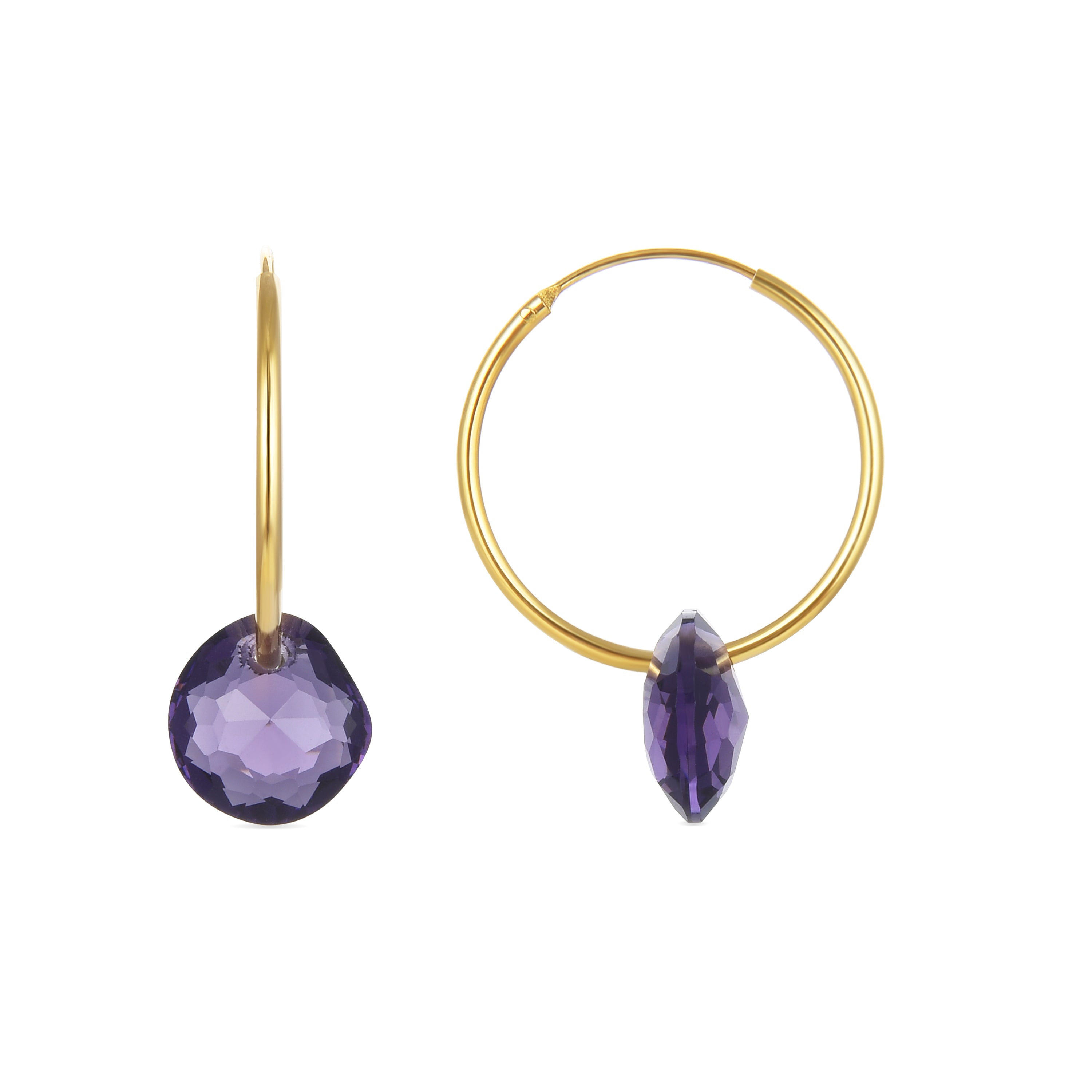 Orecchini in Argento Sterling 925 con Quarzo Iidrotermale Viola finiti in oro giallo 18K - Vanshy