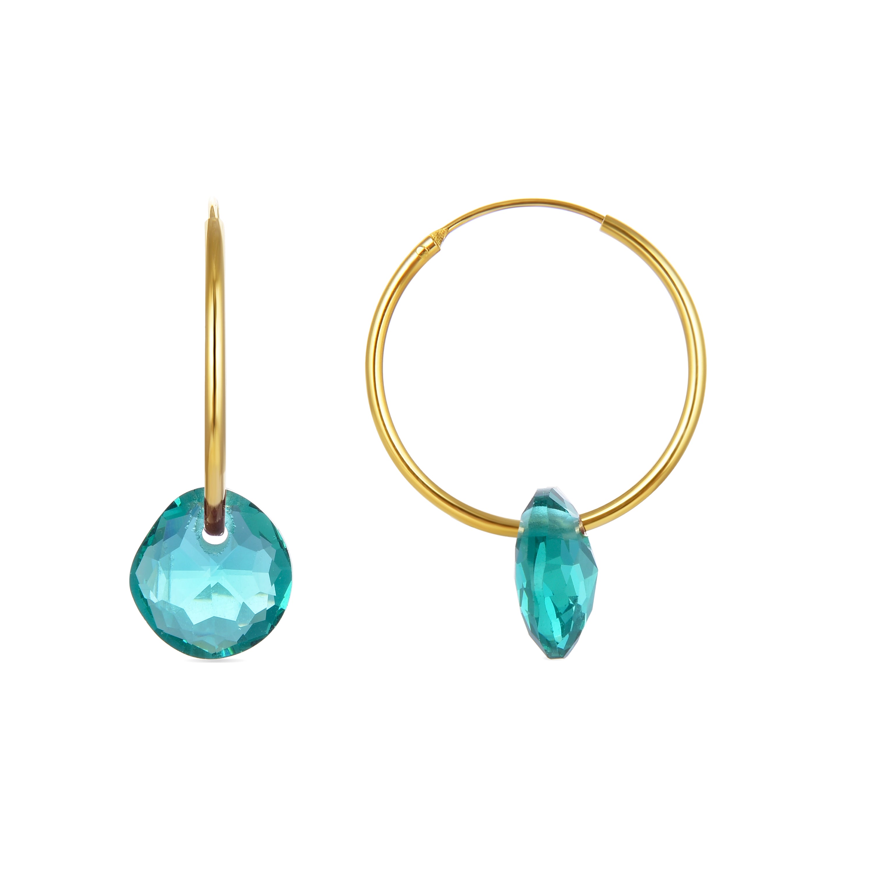 Orecchini in Argento Sterling 925 con Quarzo Idrotermale Verde finiti in oro giallo 18K - Vanshy