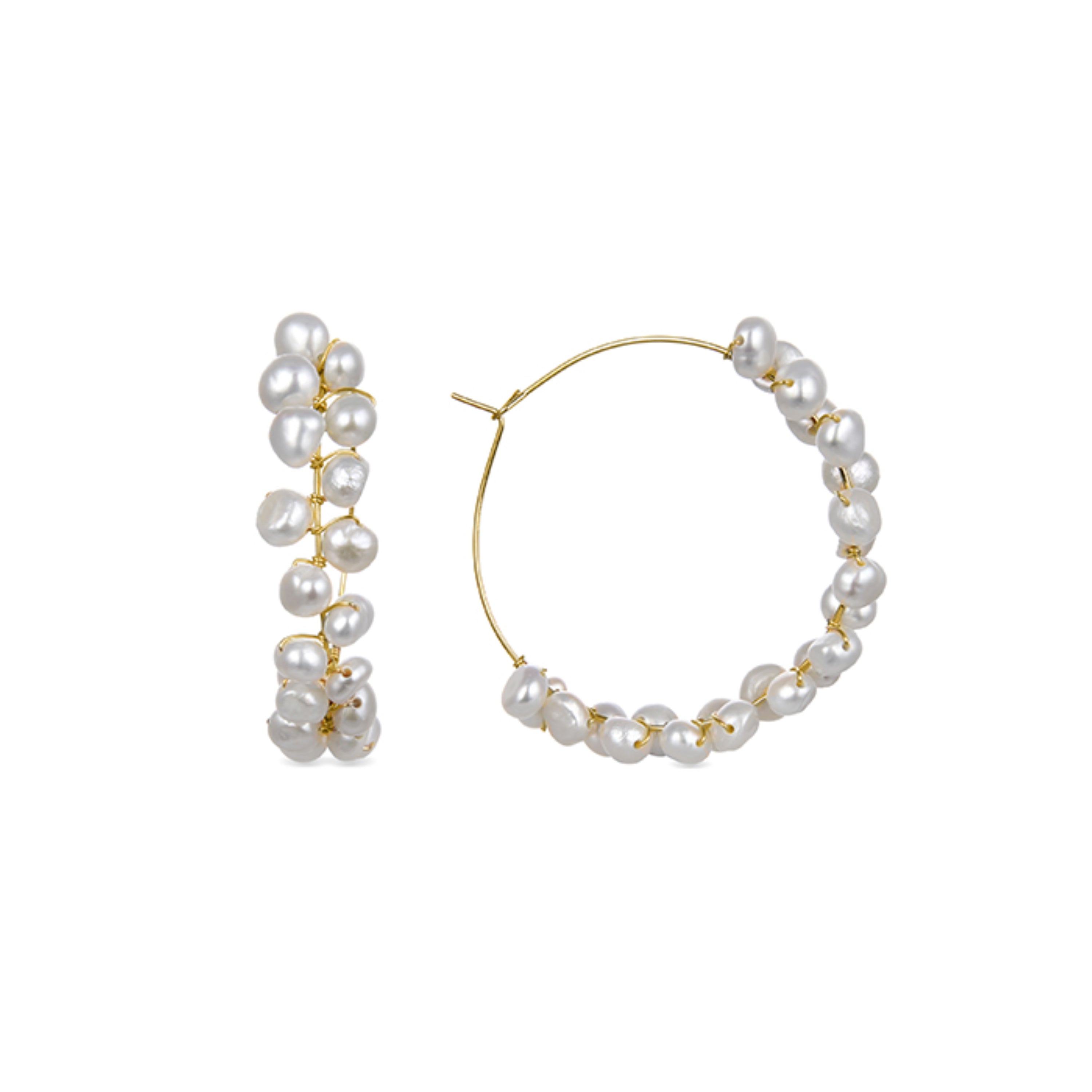 Pendientes de Perla Blanca acabados en oro amarillo 18K - Milba