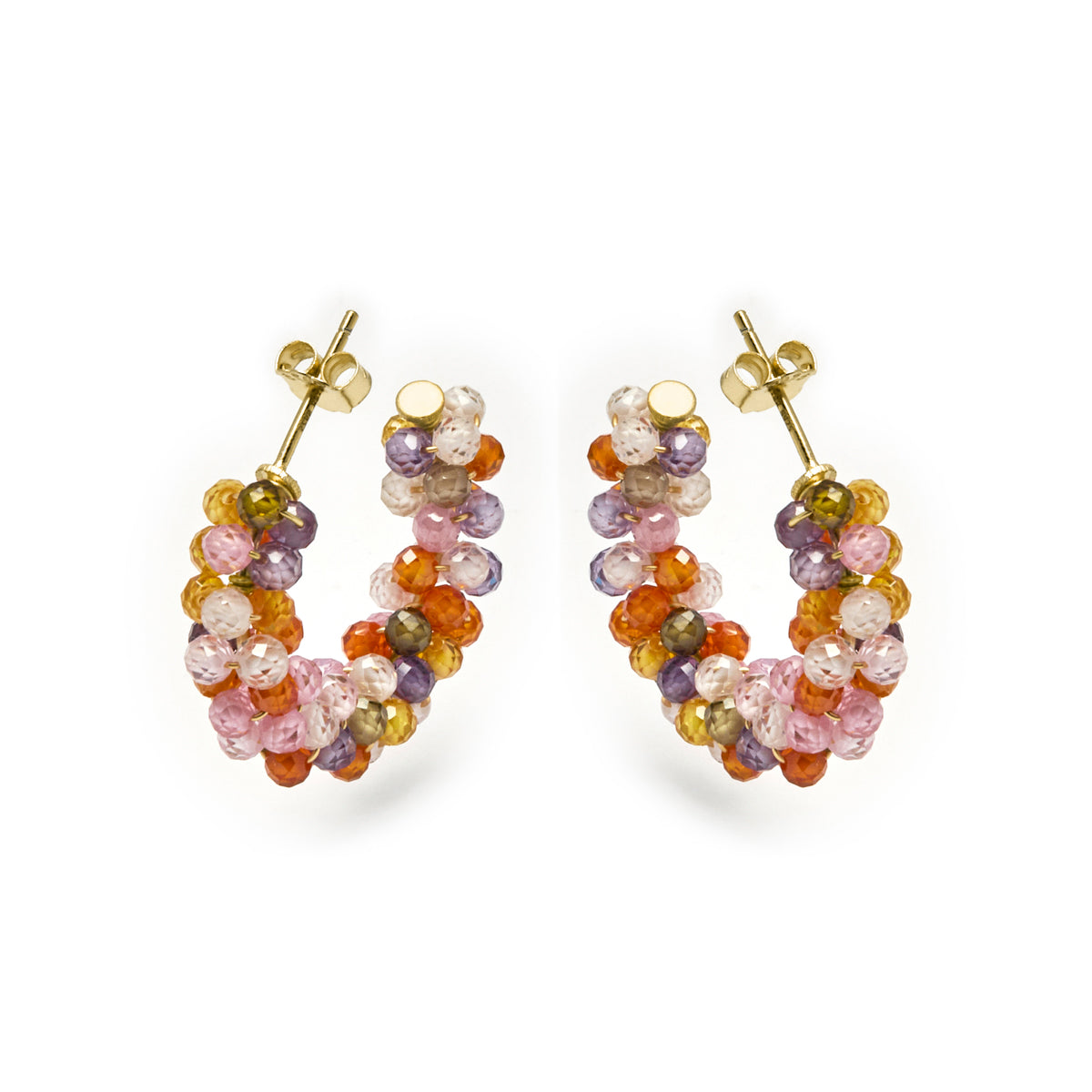 Orecchini in Argento Sterling 925 con Cristallo Multicolore finiti in oro giallo 18K - Salblai