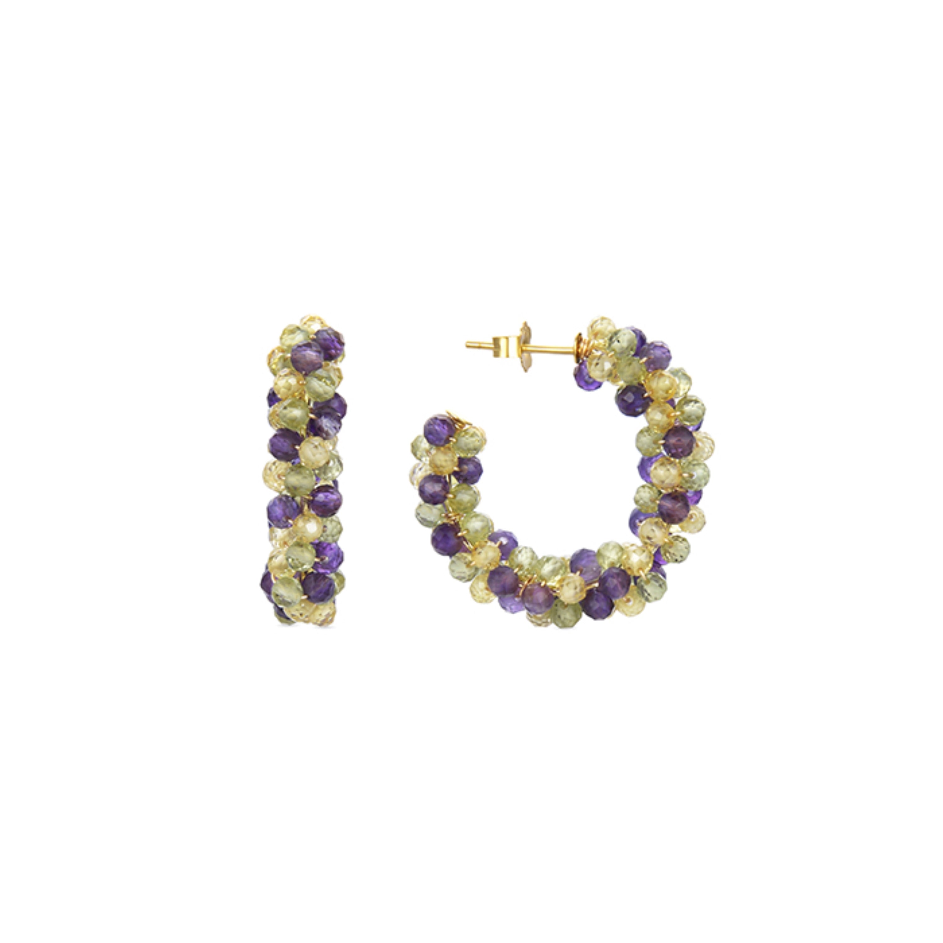 Pendientes de Plata de Ley 925 con Fluorita acabados en oro amarillo 18K - Salblai