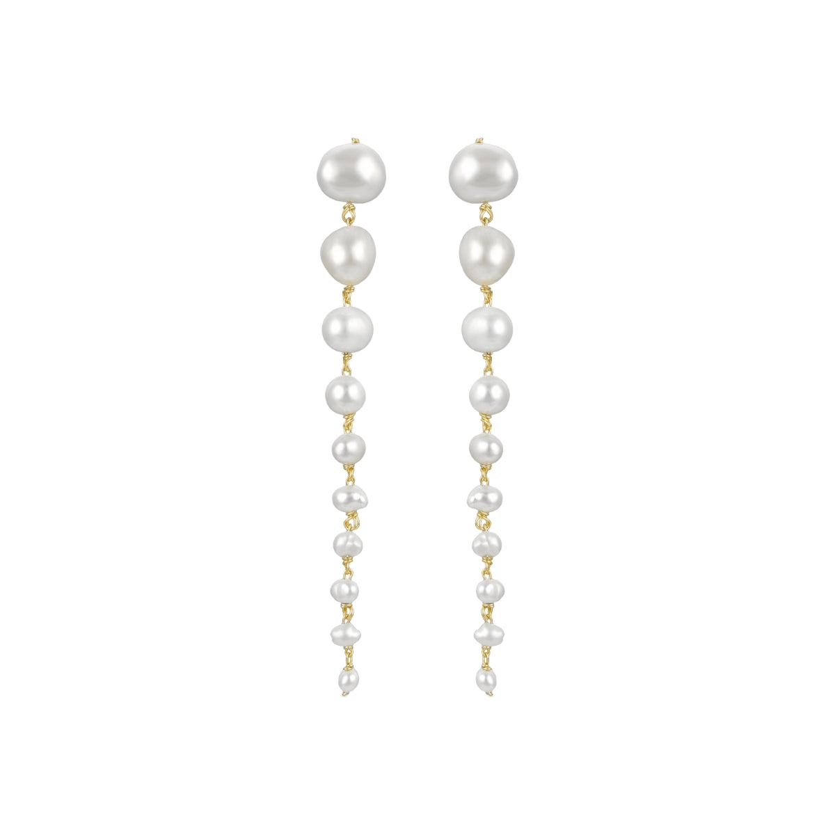 925 Sterling Silver Earrings with White Pearl finished in 18K yellow gold - Thuba