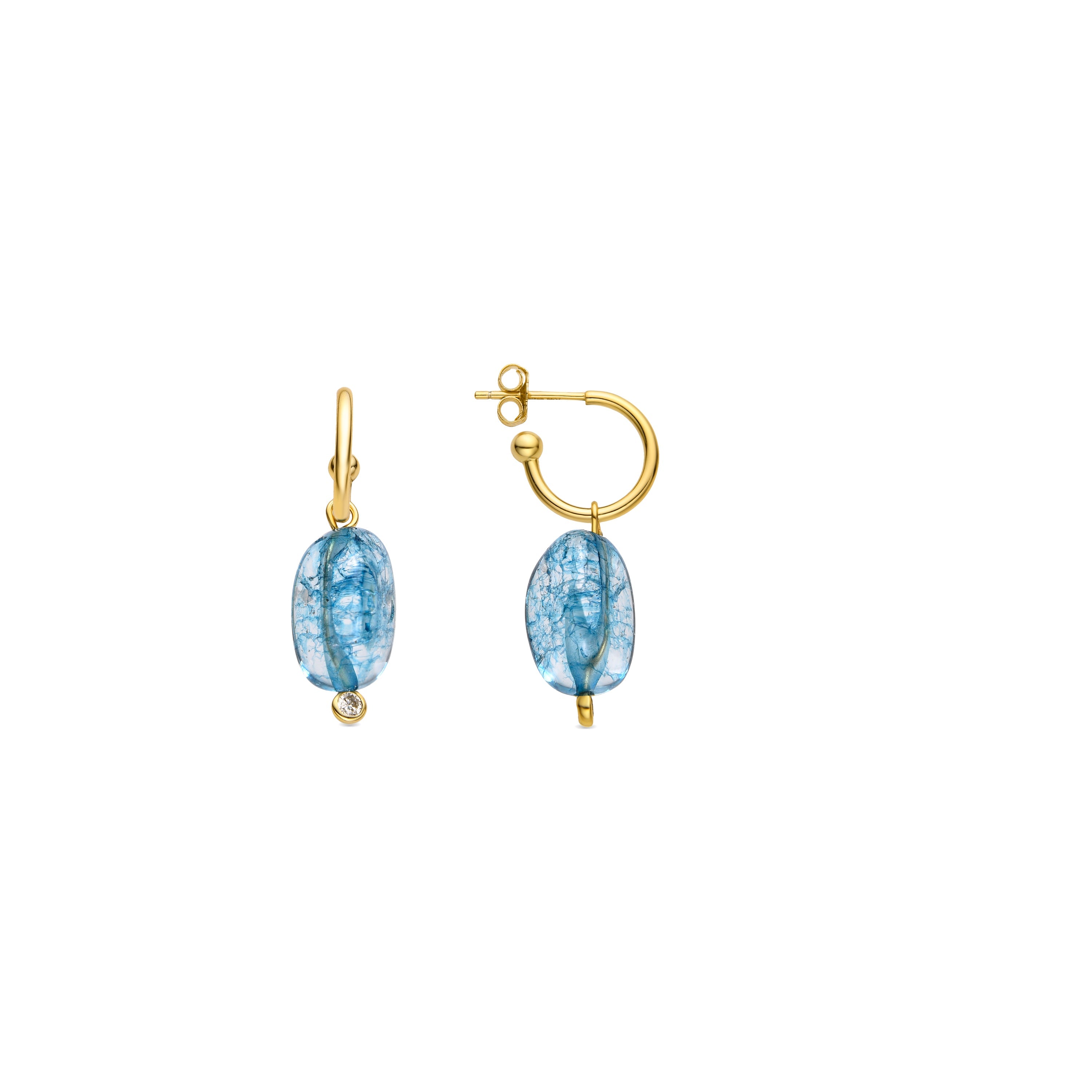 Orecchini in Argento Sterling 925 e Cristallo Blu Scuro con finitura in oro 18k - Xiua