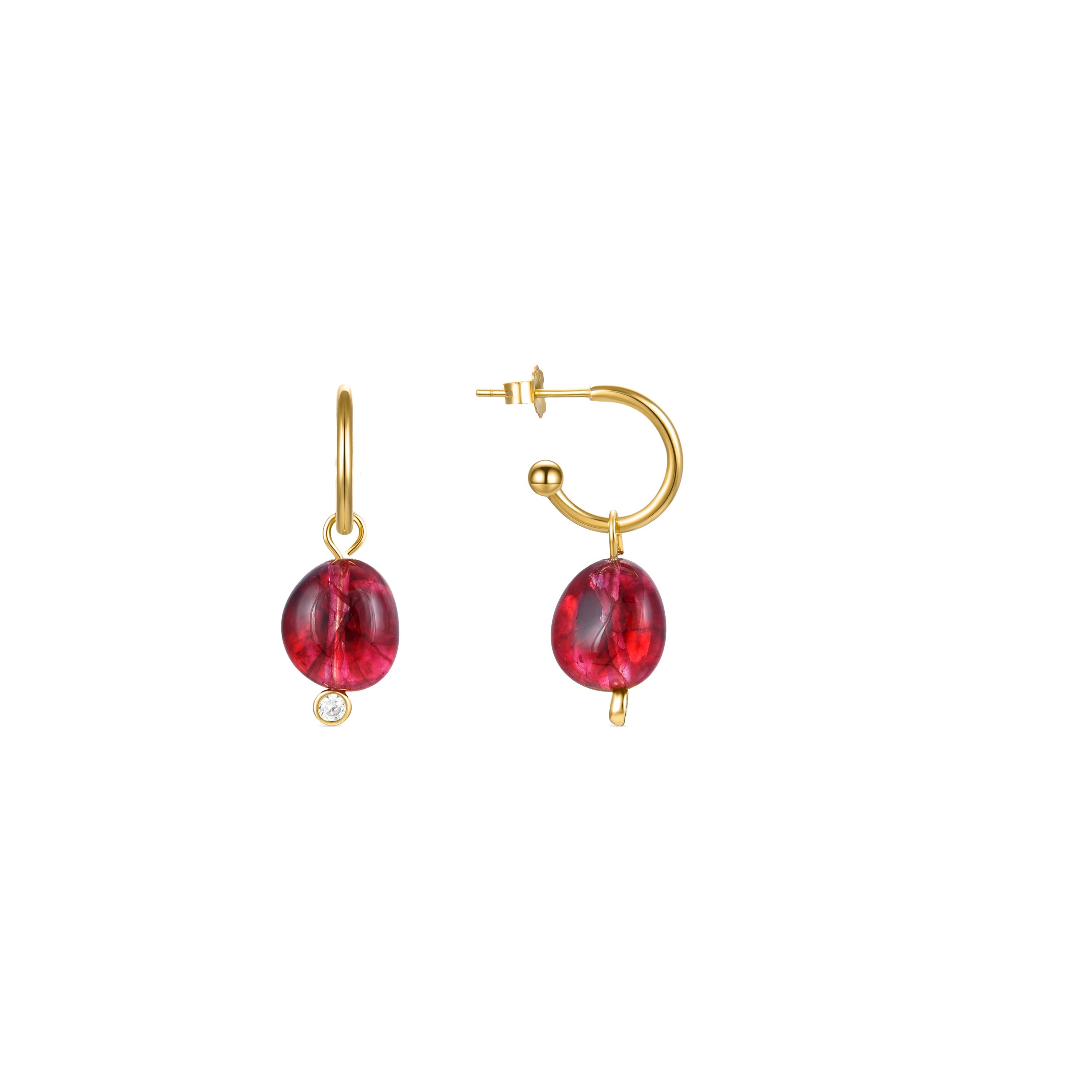 Pendientes de Plata de Ley 925 con Cristal Rosa acabados en oro amarillo 18K - Xiua