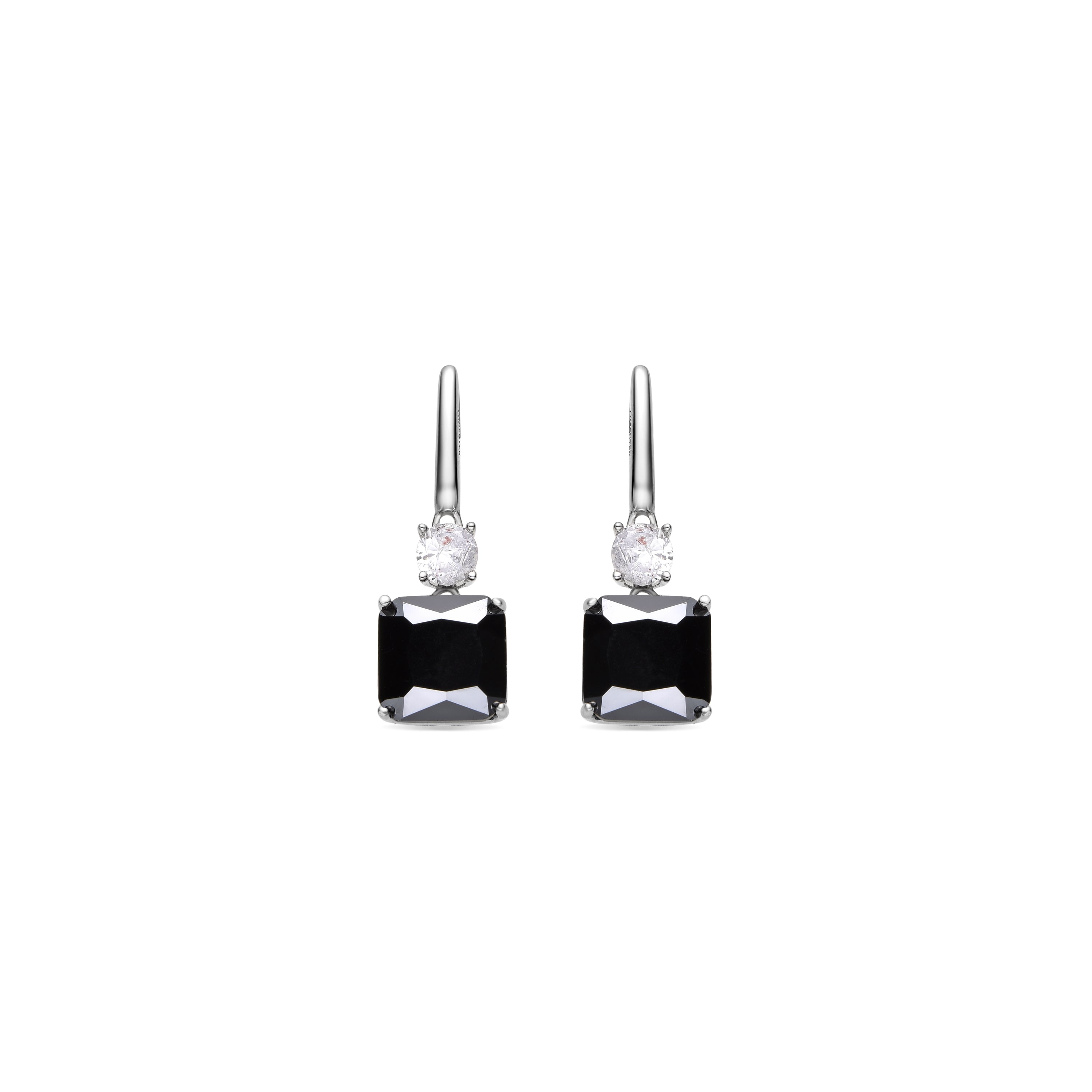 925 Sterling Silver Earrings with Onyx Zirconia finished in rhodium - Askuo