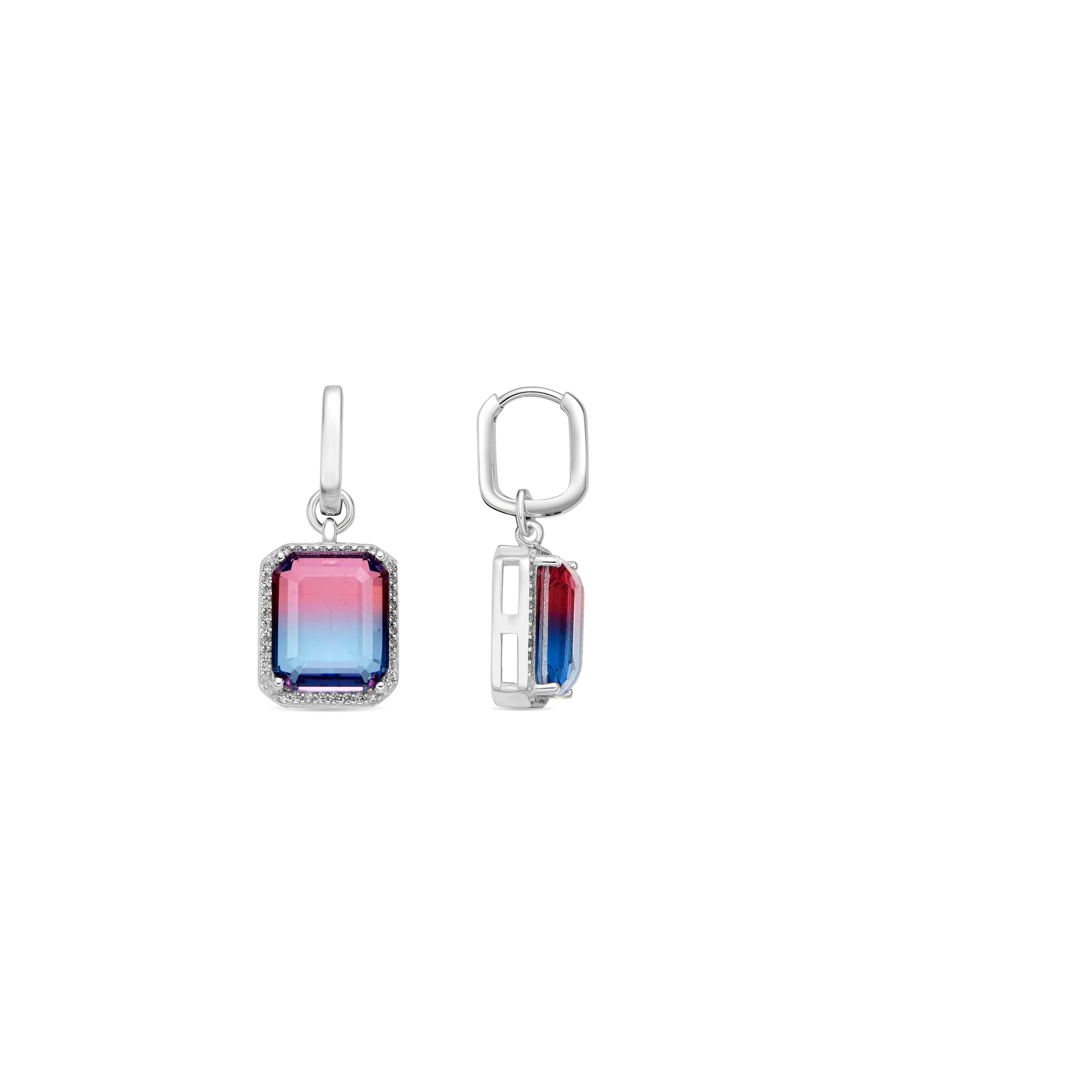 Pendientes de Plata de Ley 925 y Cuarzo Hidrotermal Azul Degradado acabado rodio - Kakan