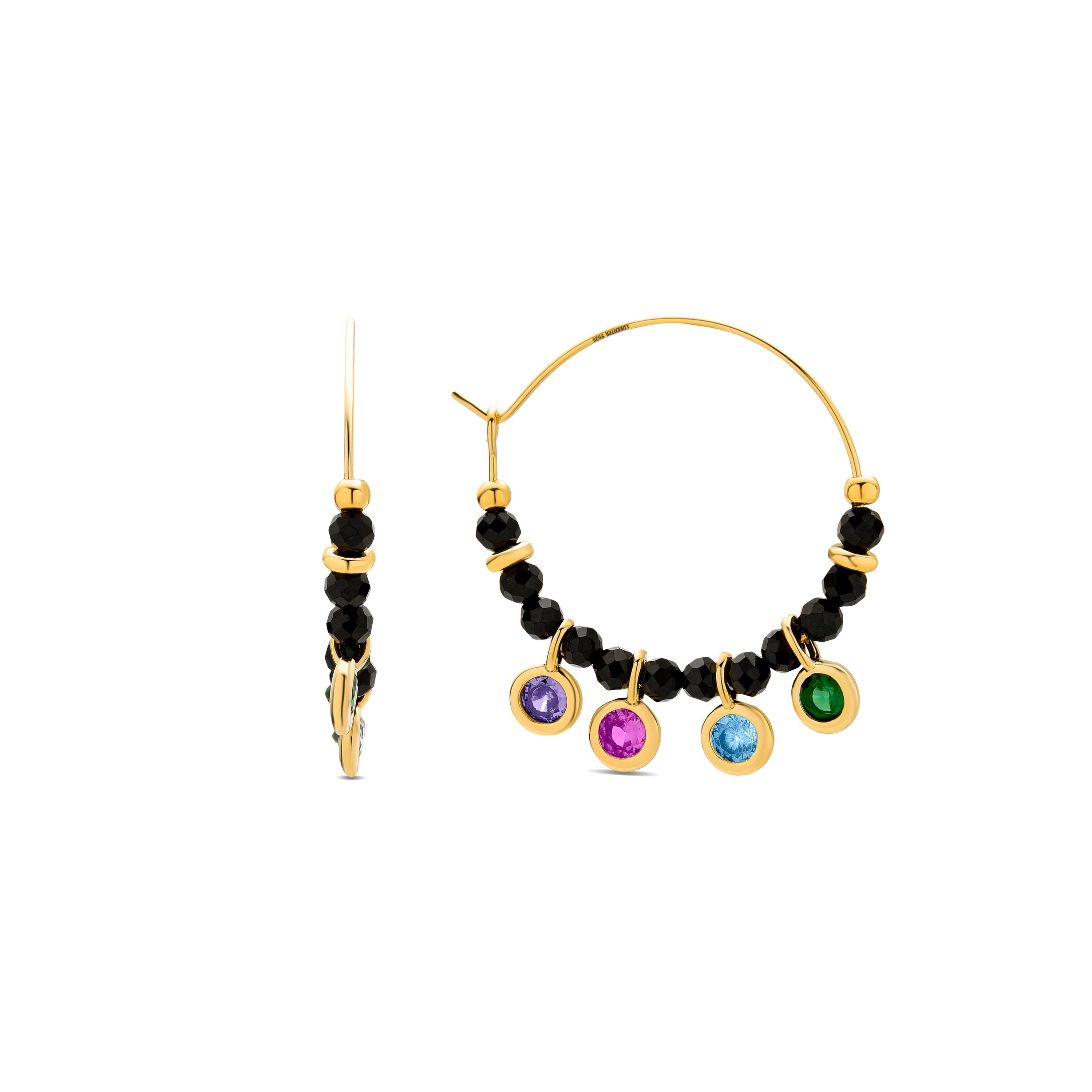 Orecchini in Argento Sterling 925 con Zirconia Multicolore finitura in oro giallo 18K - Vusak