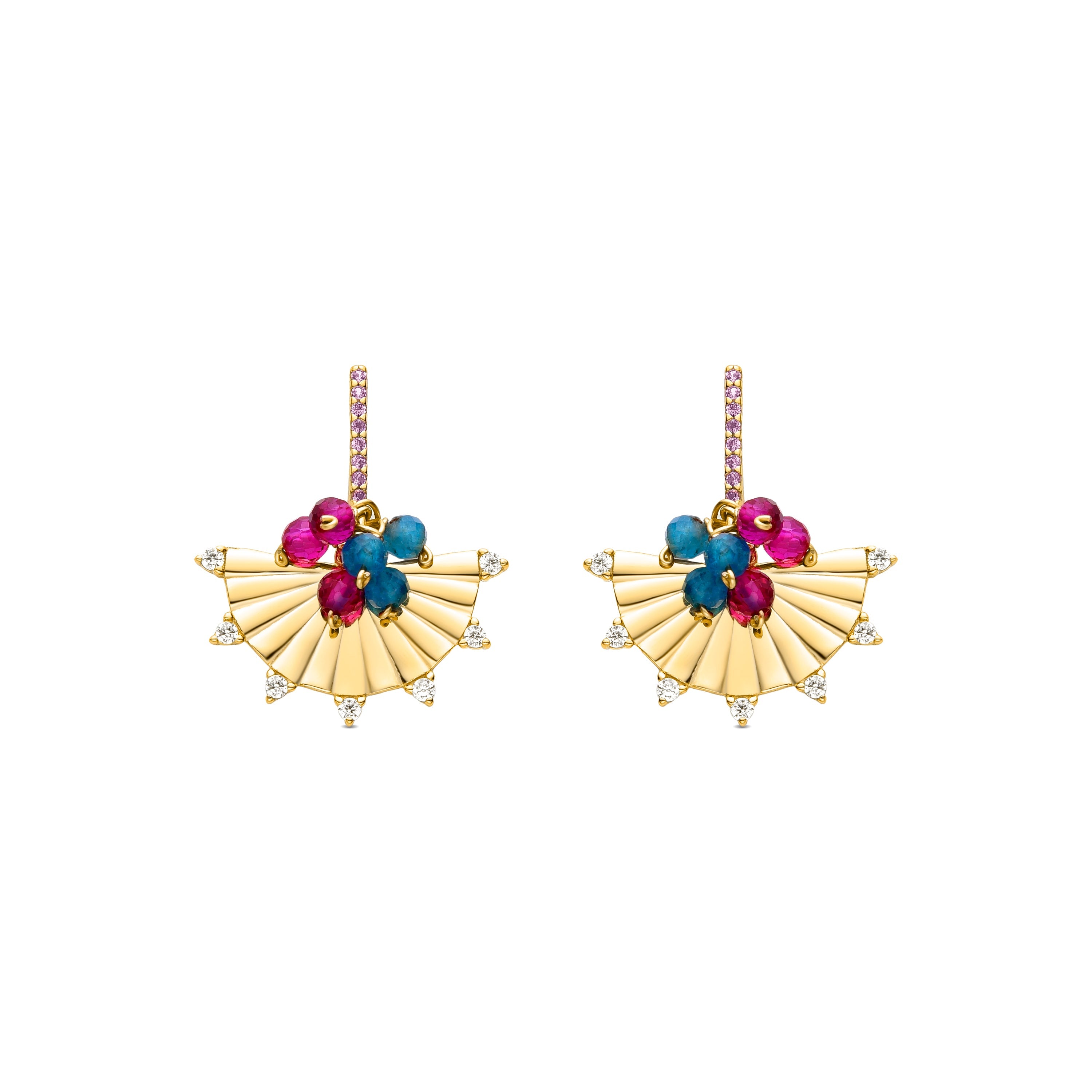 Orecchini in Argento Sterling 925 con Zirconia Multicolore finitura in oro giallo 18K - Salma