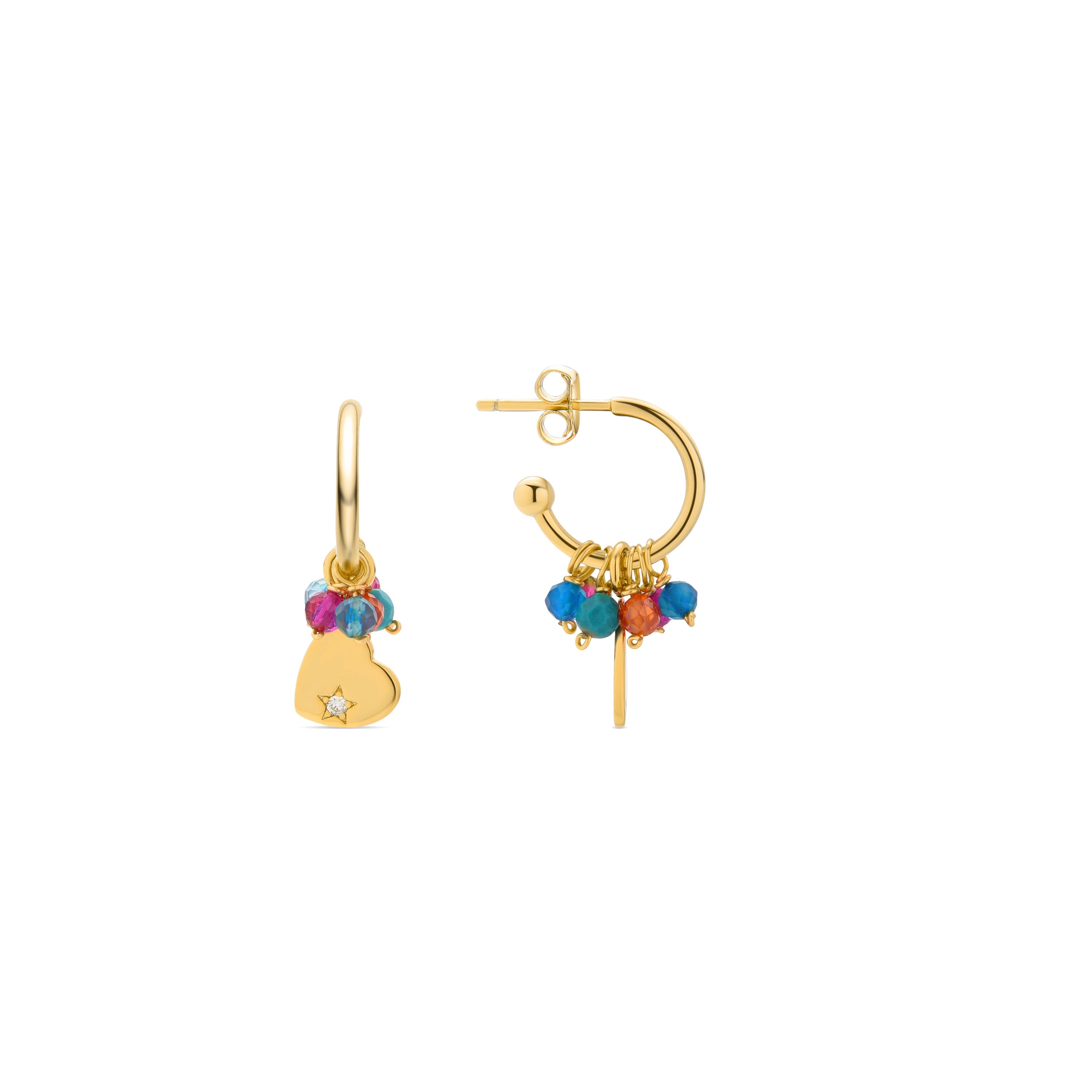Orecchini in Argento Sterling 925 con Cristallo Multicolore finiti in oro giallo 18K - Sten