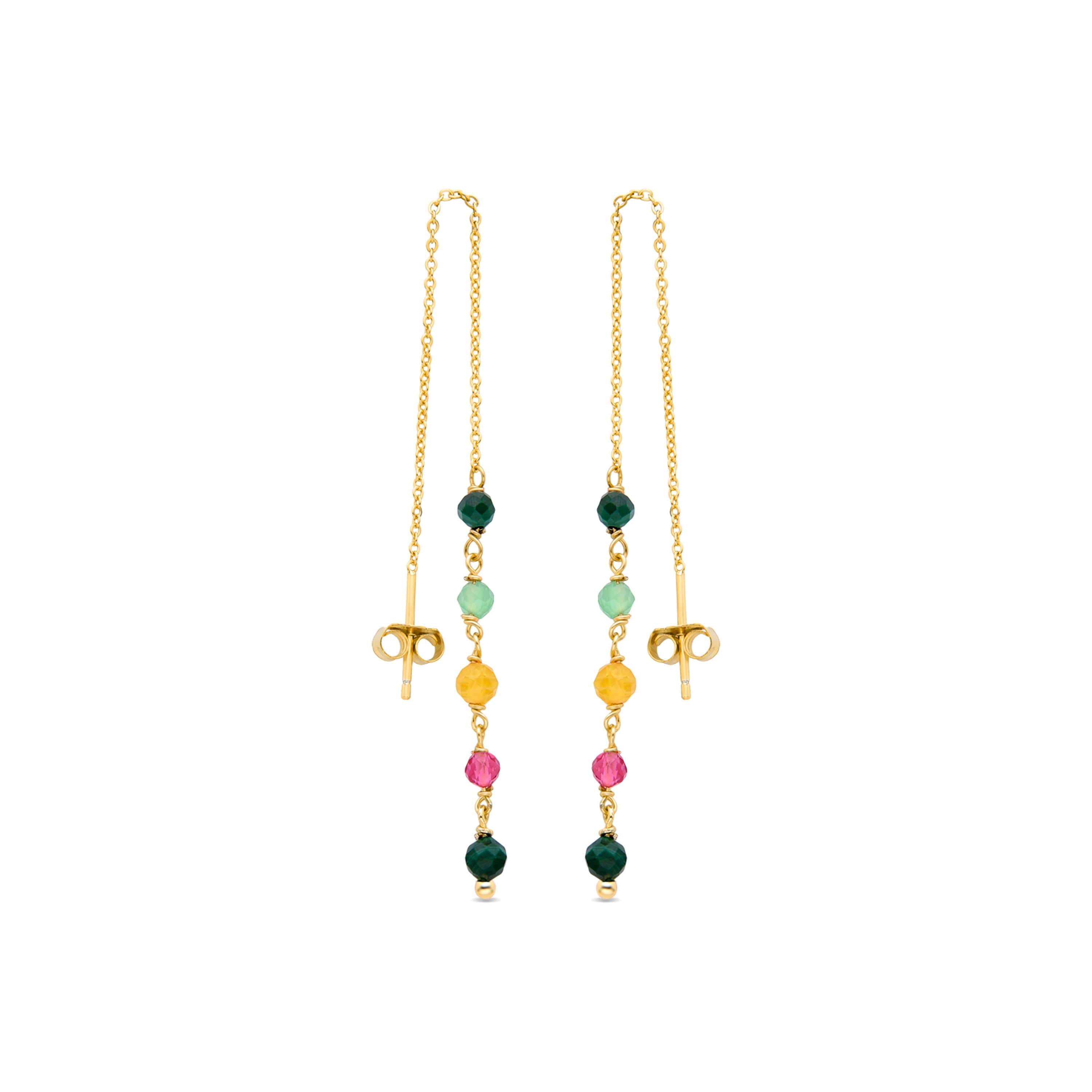 Pendientes de Plata de Ley 925 con Cristal Multicolor acabados en oro amarillo 18K - Mariposa