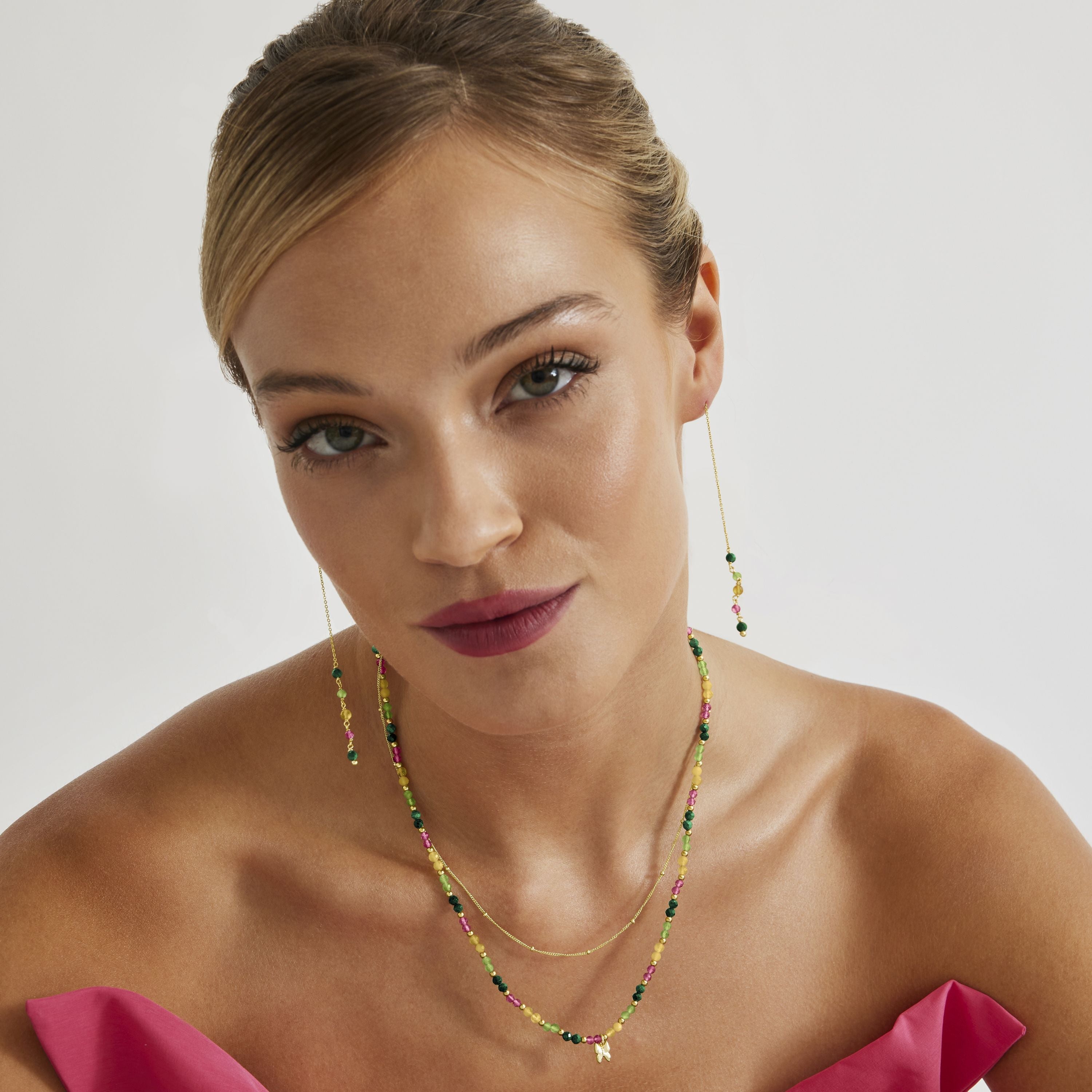 925 Sterling Zilveren Oorbellen met Multicolor Kristal afgewerkt in 18K Geelgoud - Vlinder