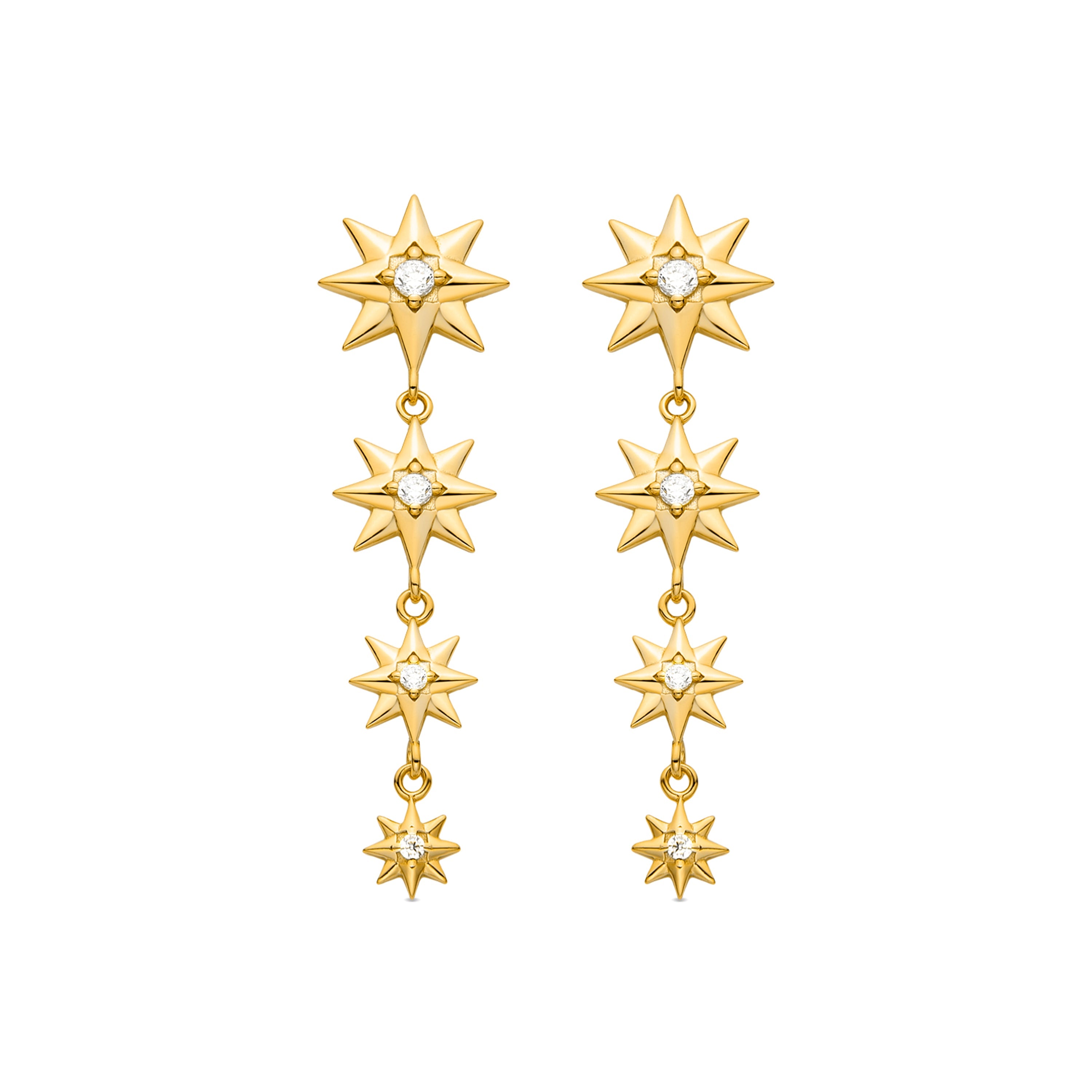Boucles d'oreilles en argent sterling 925 avec zircon brillant, finies en or jaune 18K - Xenuh