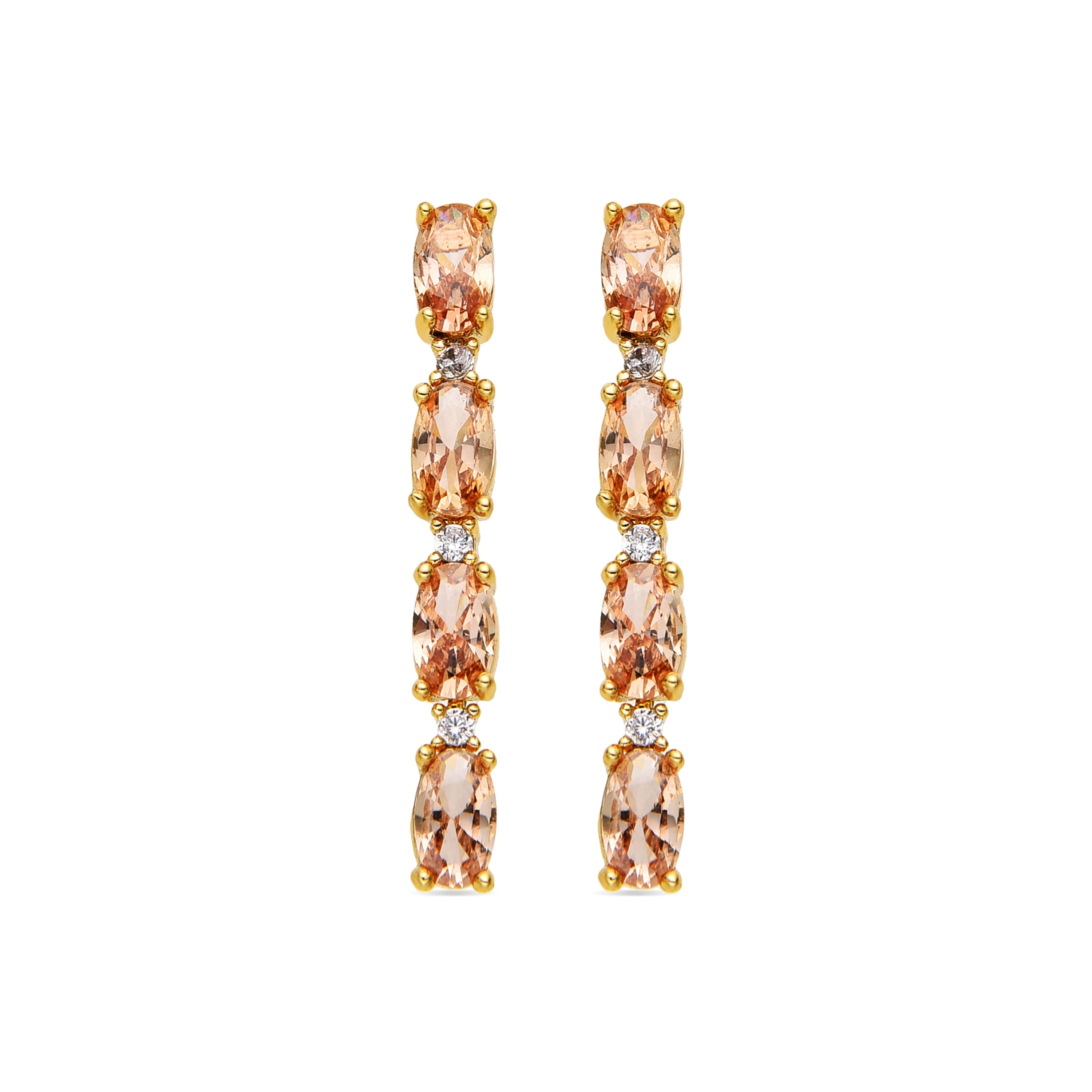 Pendientes de Plata de Ley 925 y Circonita Champagne acabado oro 18k - Morilda