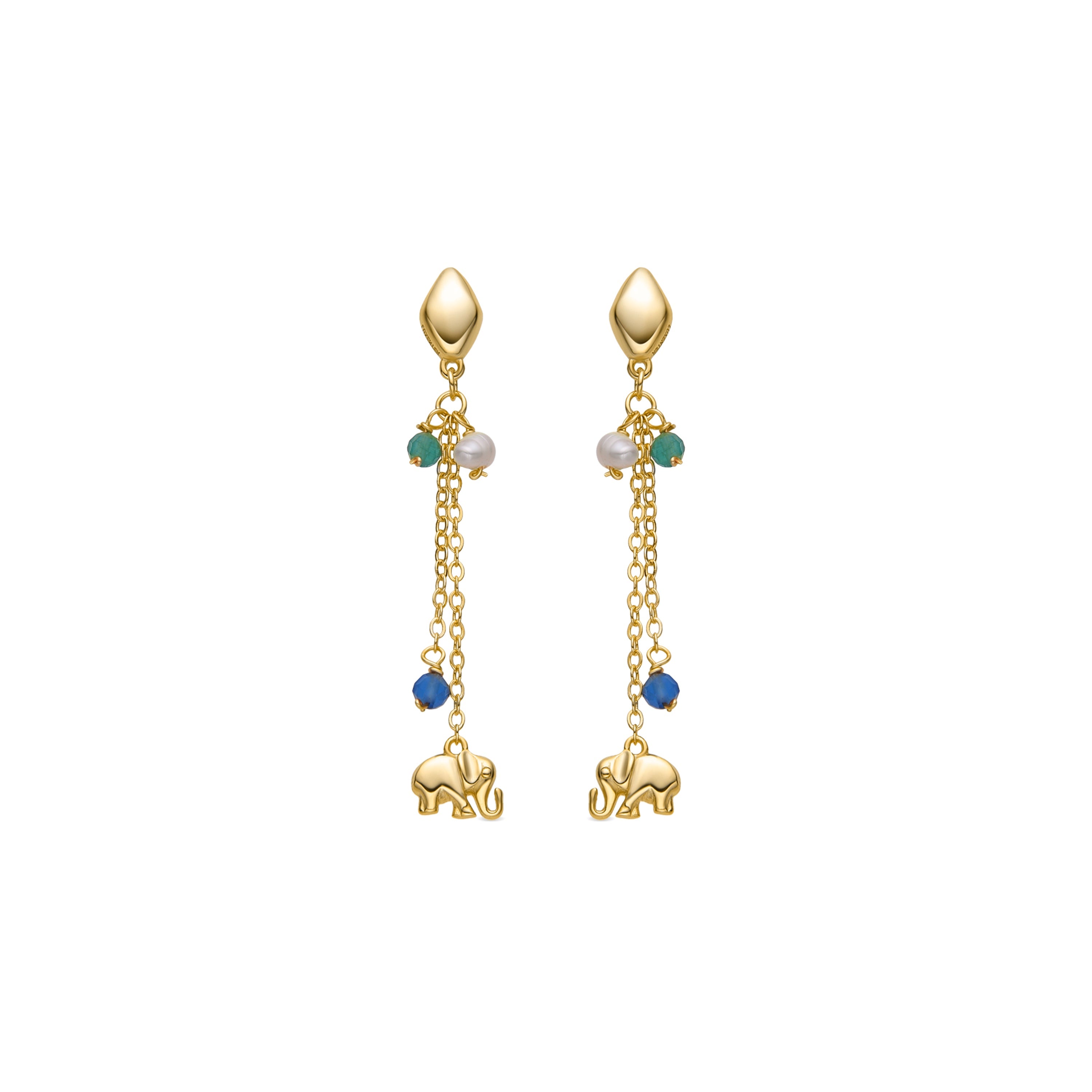 Orecchini in Argento Sterling 925 e Cristallo Blu Scuro finitura oro 18k - Dirhum