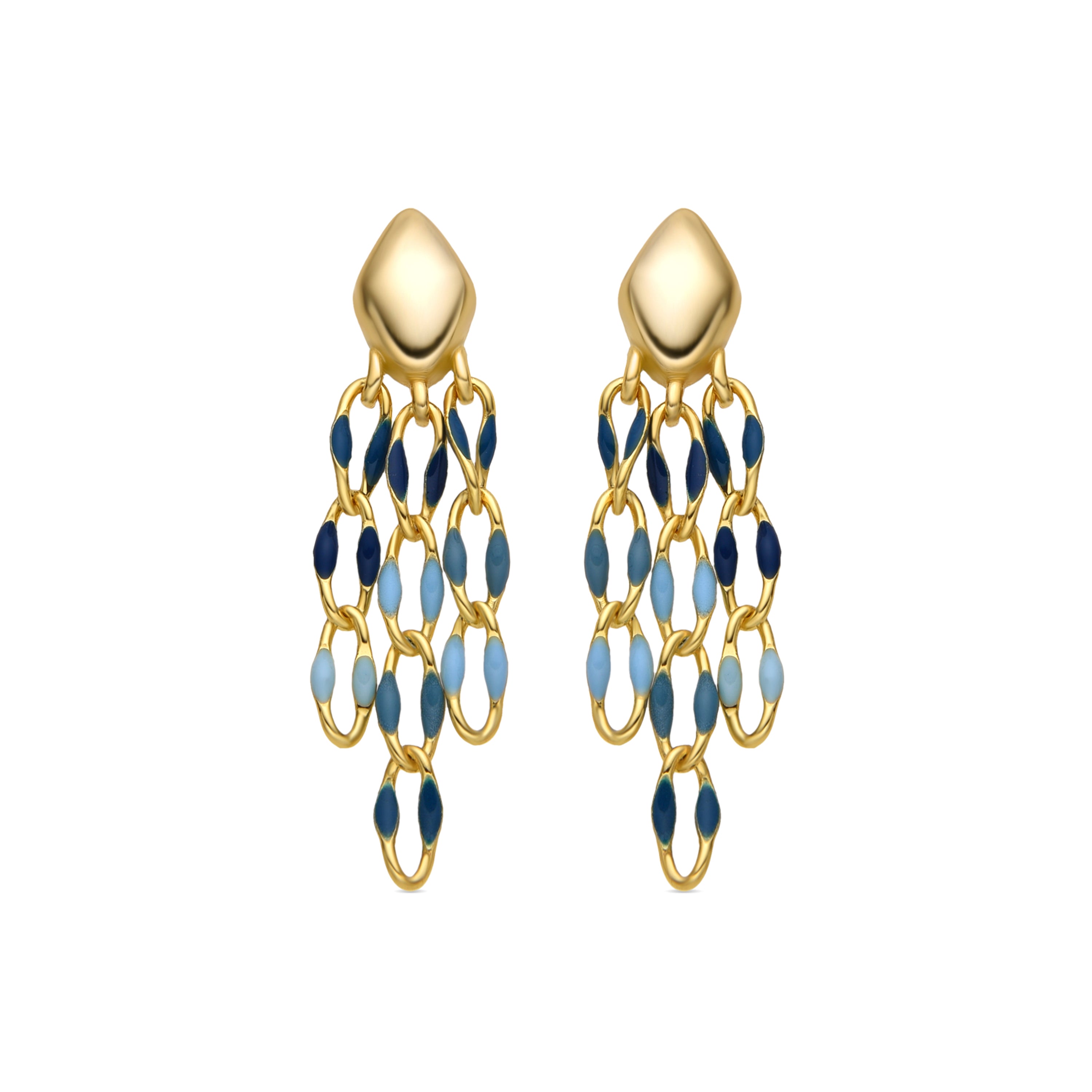 925er Silberohrringe mit blauer Lackierung und 18k Goldfinish - Shione