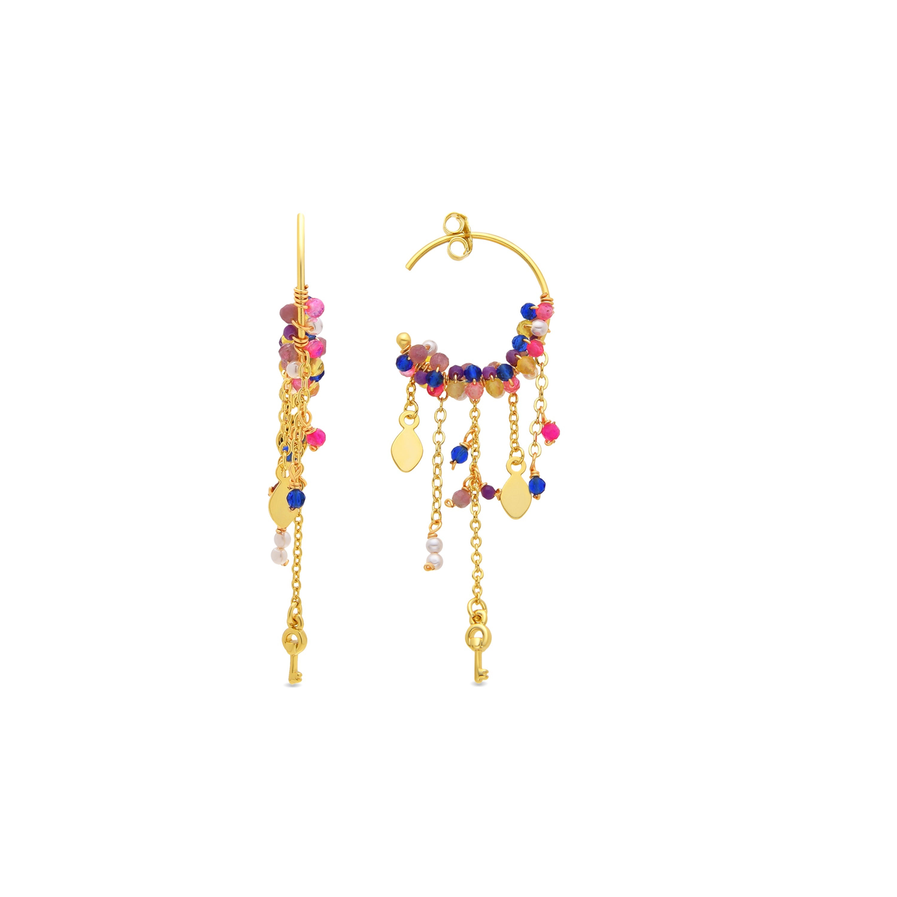 Orecchini in Argento Sterling 925 e Cristallo Multicolore con finitura in oro 18k - Busde