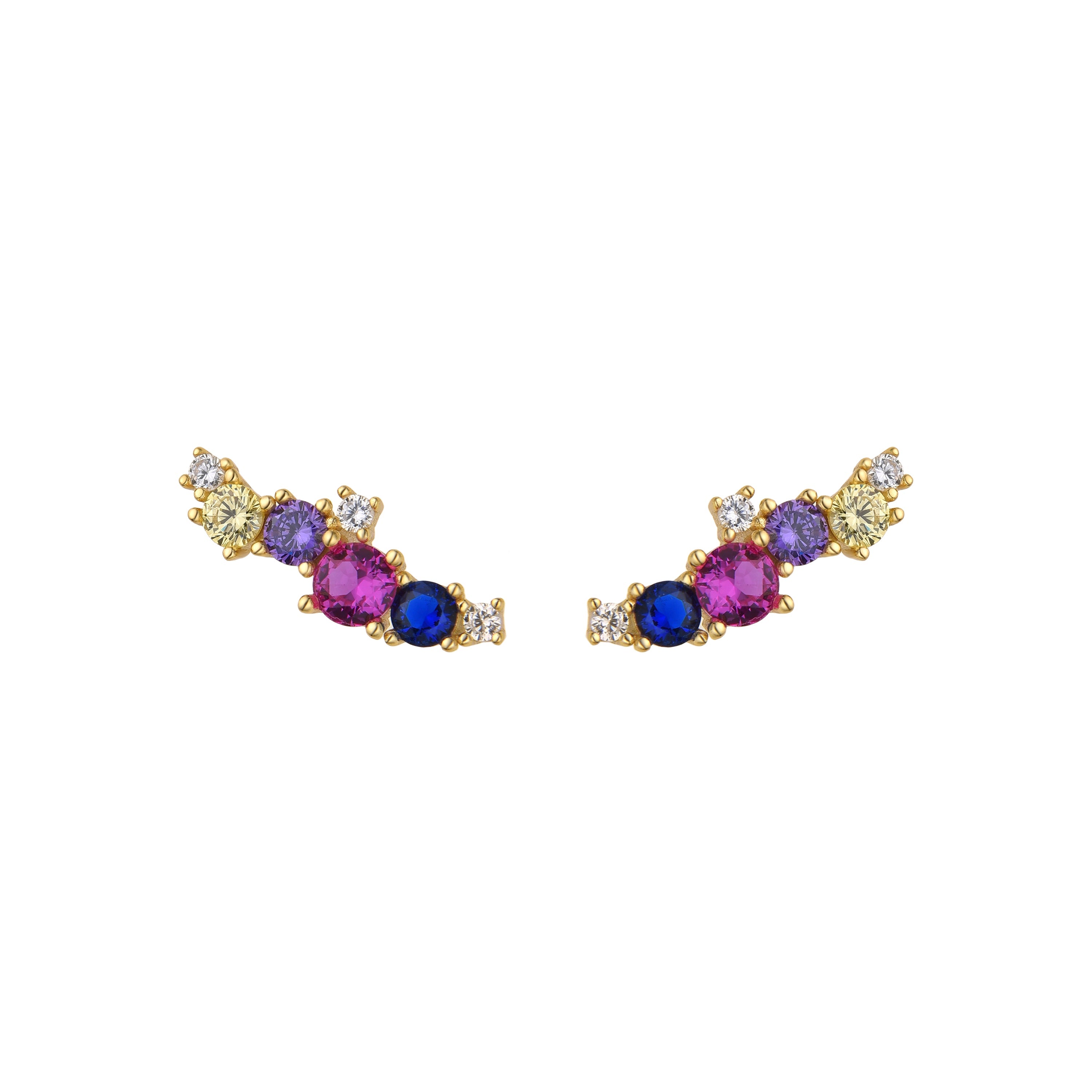 Orecchini in Argento Sterling 925 e Zirconia Multicolore con finitura in oro 18k - Drogopi