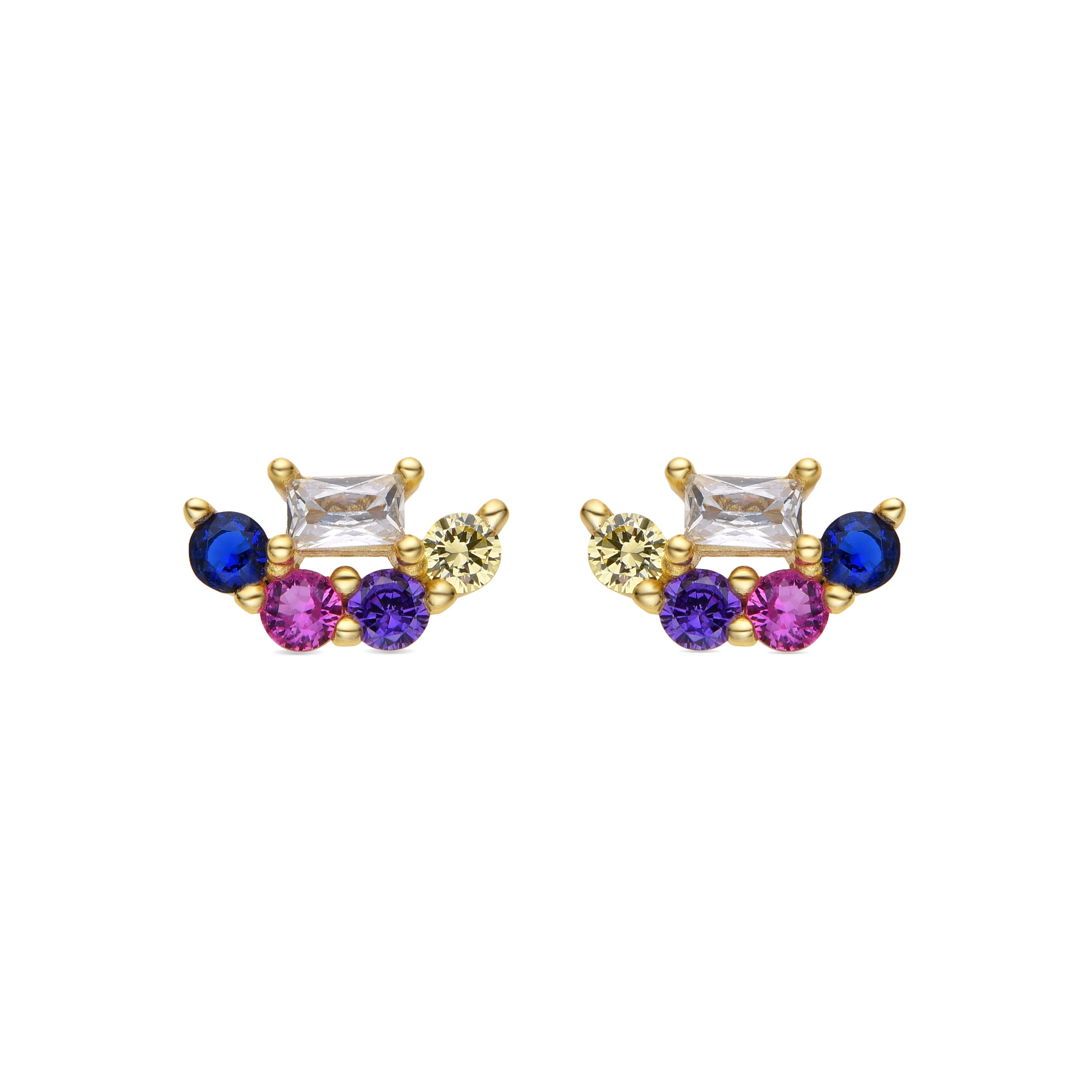 Orecchini in Argento Sterling 925 e Zirconia Multicolore finitura oro 18k - Nockyo