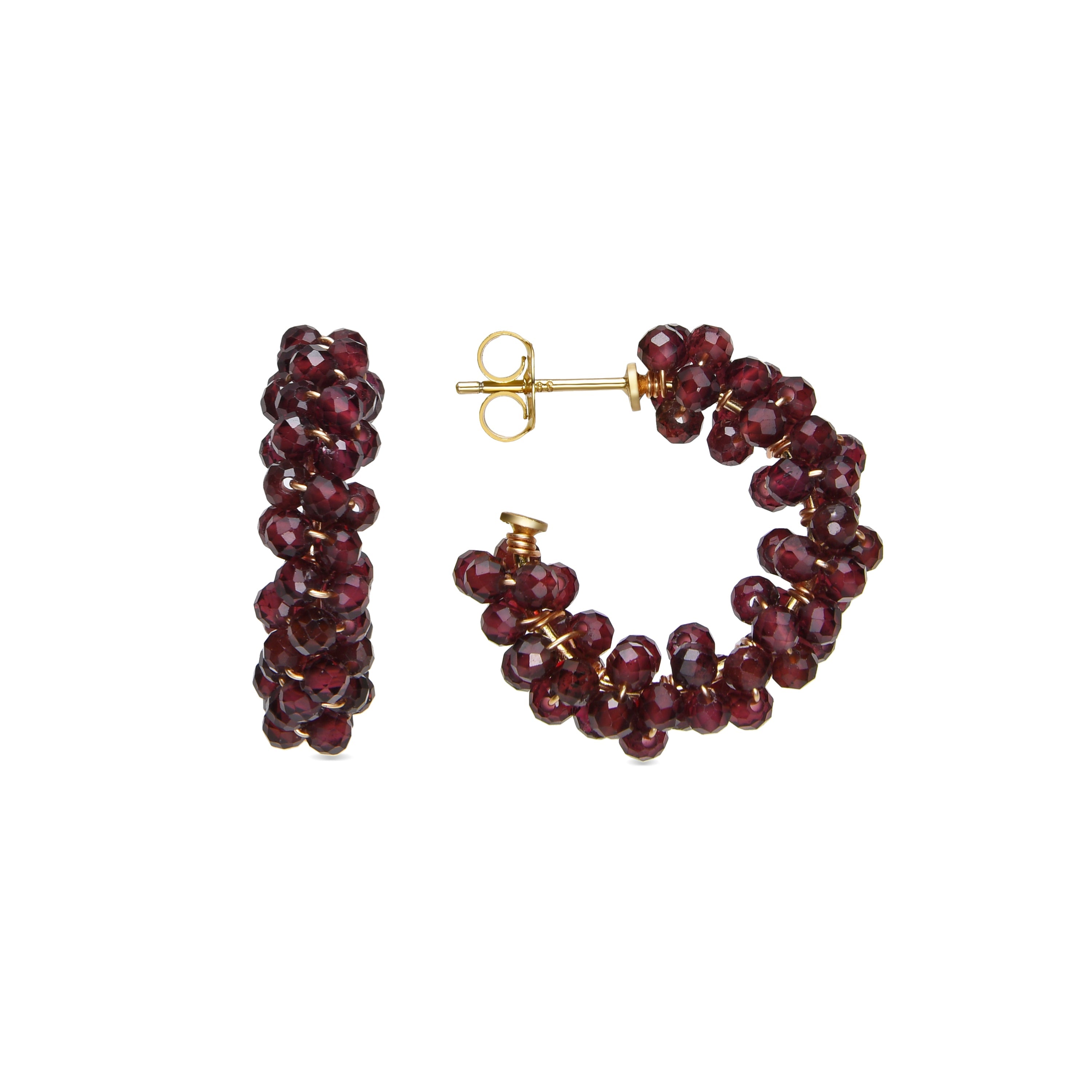 Orecchini in Argento Sterling 925 e Cristallo Granato finitura oro 18k - Silka