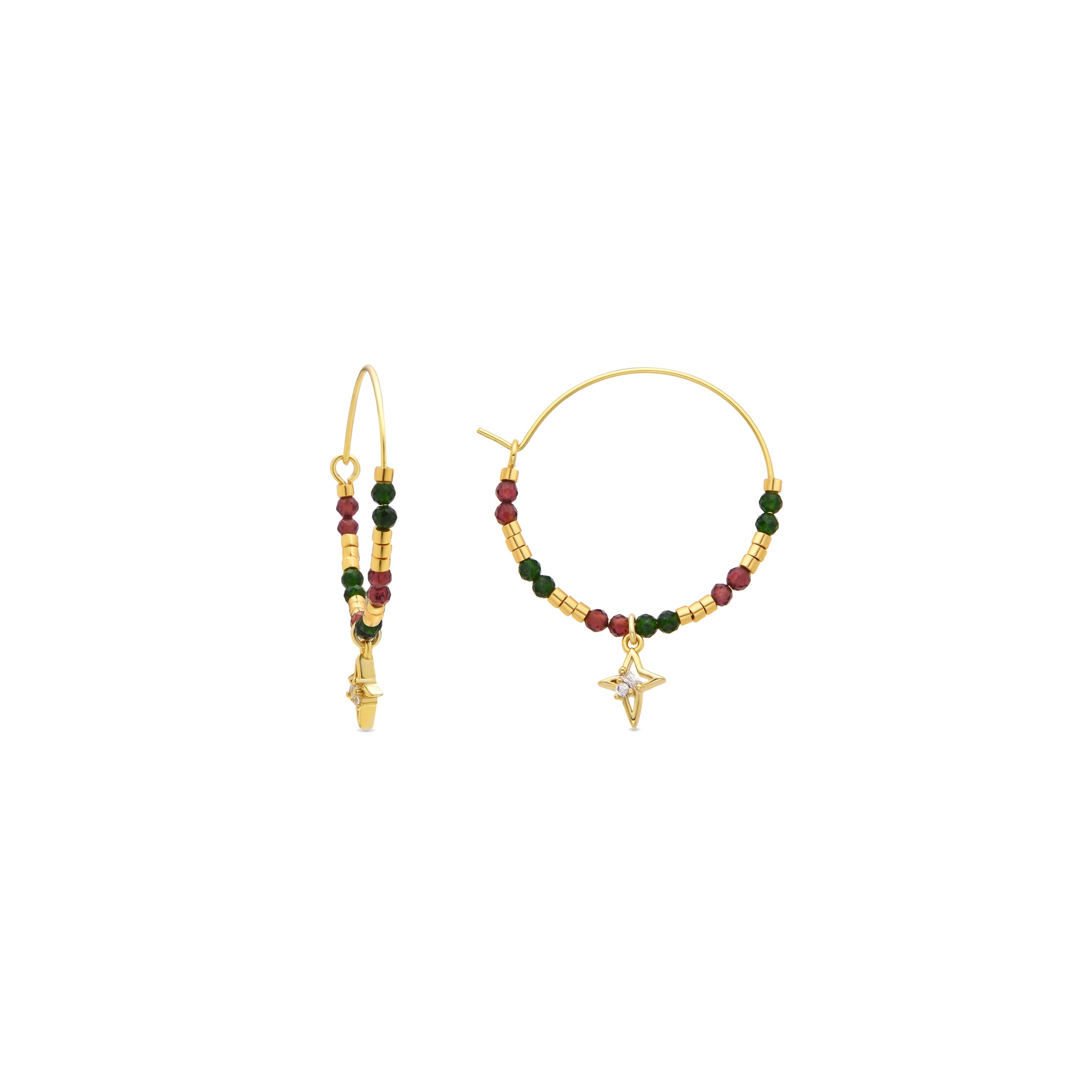 Pendientes de Plata de Ley 925 y Circonita Brillante acabado oro 18k - Paila