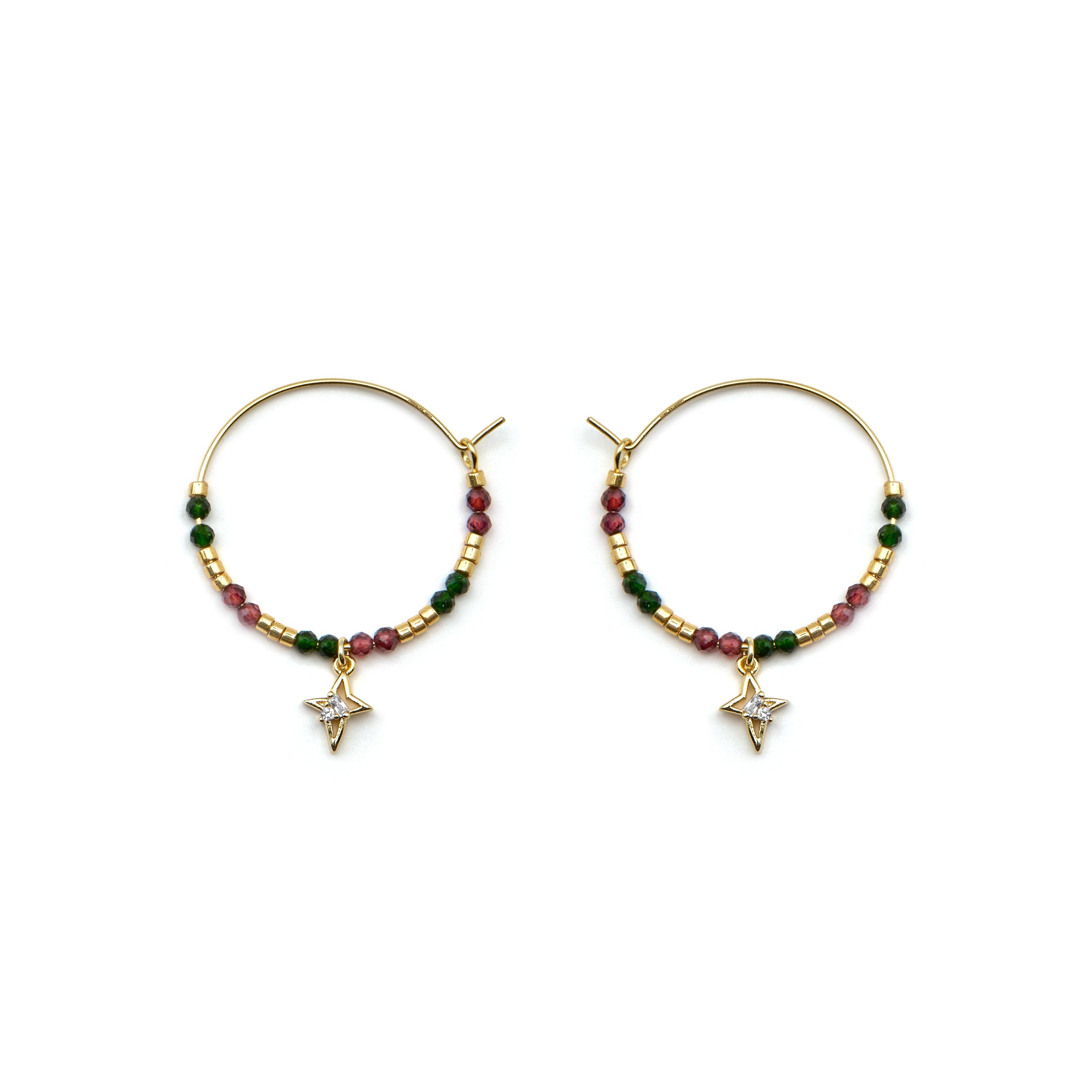 Pendientes de Plata de Ley 925 y Circonita Brillante acabado oro 18k - Paila