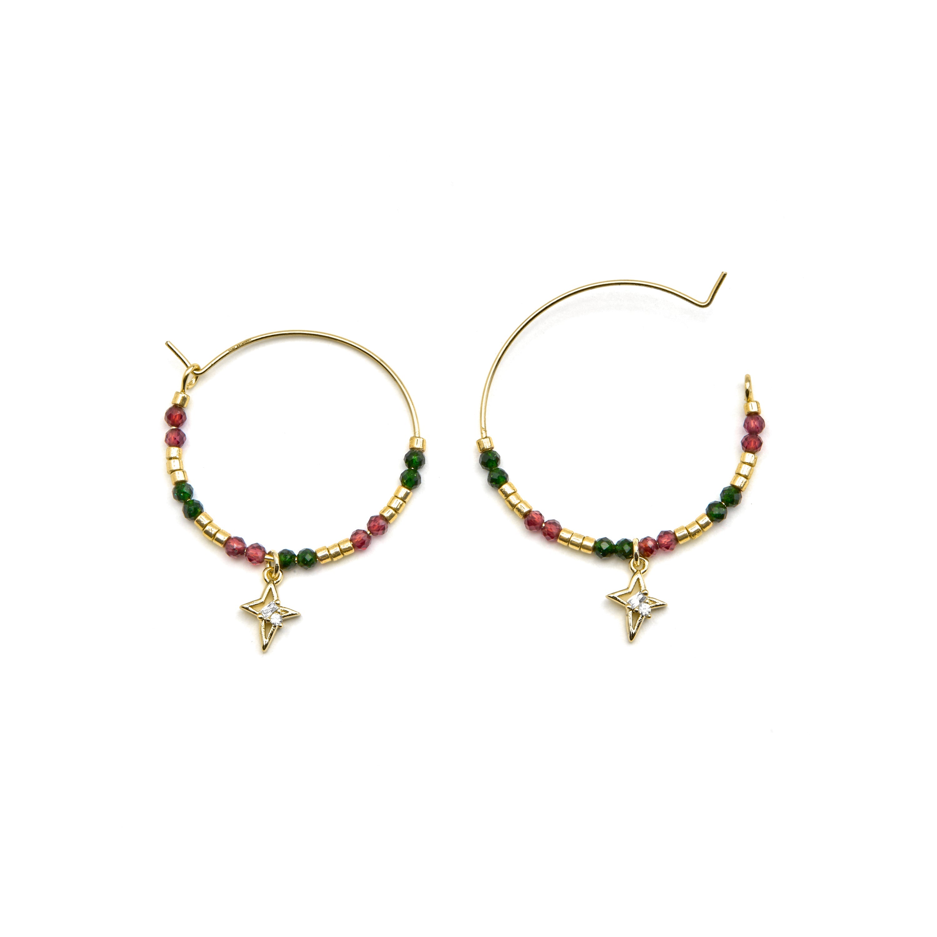 Pendientes de Plata de Ley 925 y Circonita Brillante acabado oro 18k - Paila