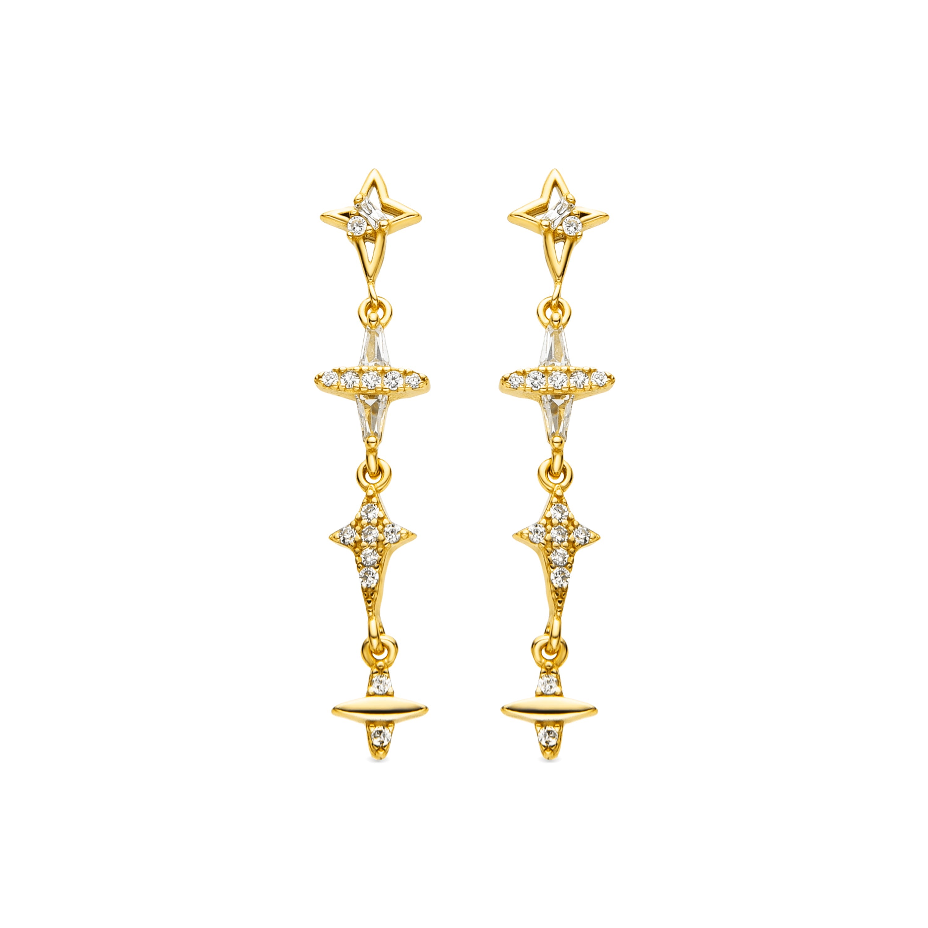 Orecchini in Argento Sterling 925 e Zirconia Cubica con finitura in oro 18k - Holis