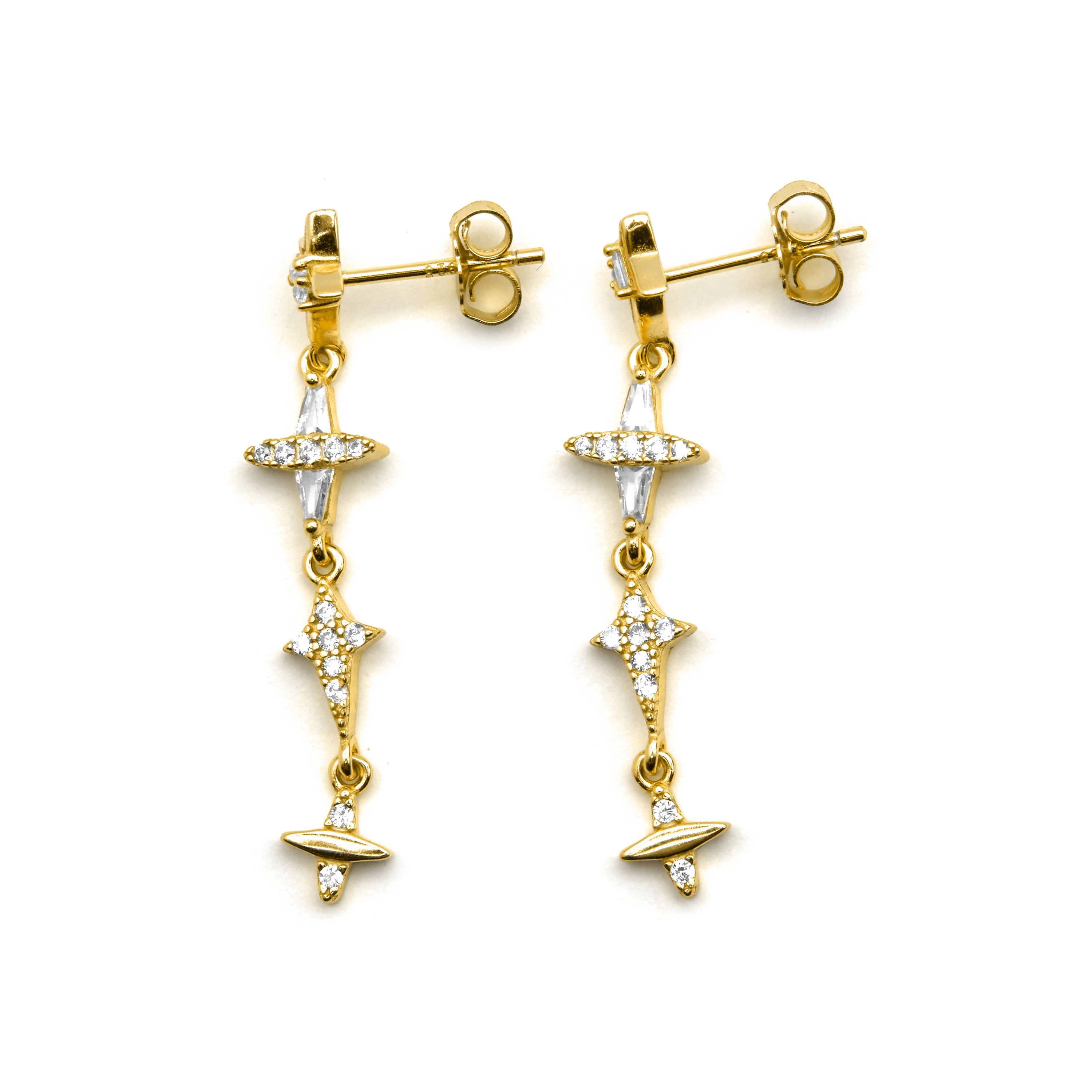 Pendientes de Plata de Ley 925 y Circonita Brillante acabado oro 18k - Holis