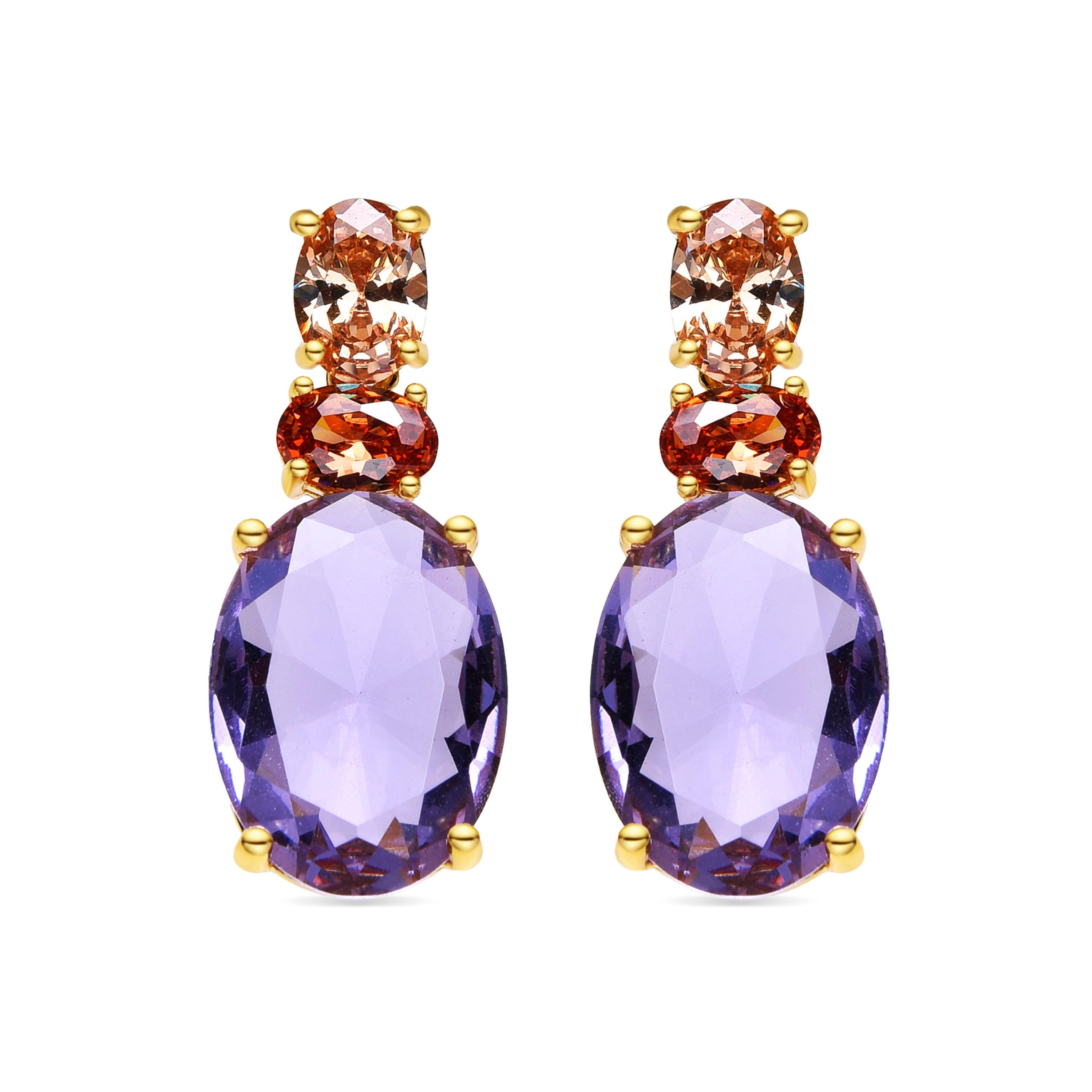 Orecchini in Argento Sterling 925 e Zirconia Multicolore finitura oro 18k - Trusbi