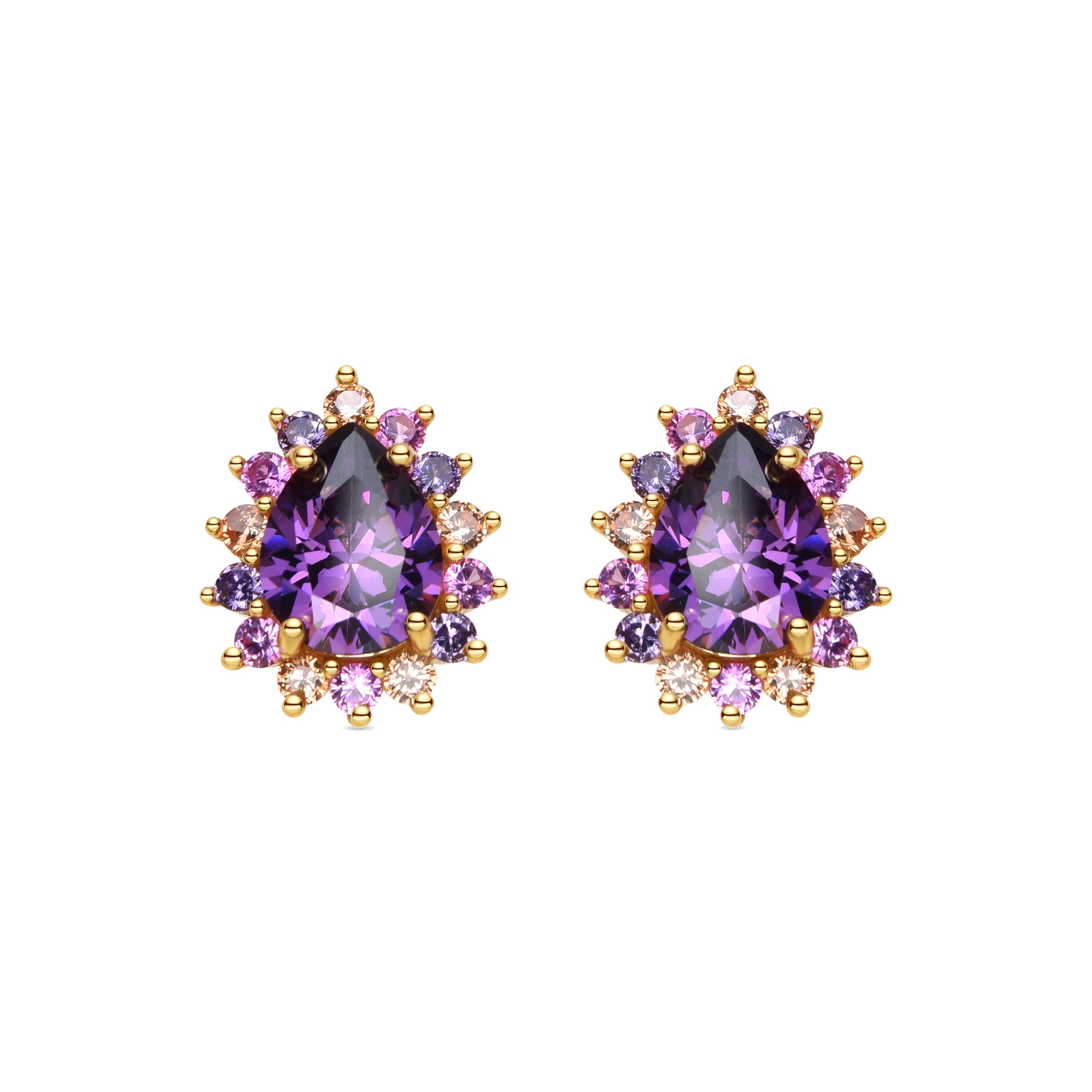 Orecchini in Argento Sterling 925 e Zirconia Multicolore con finitura in oro 18k - Otli