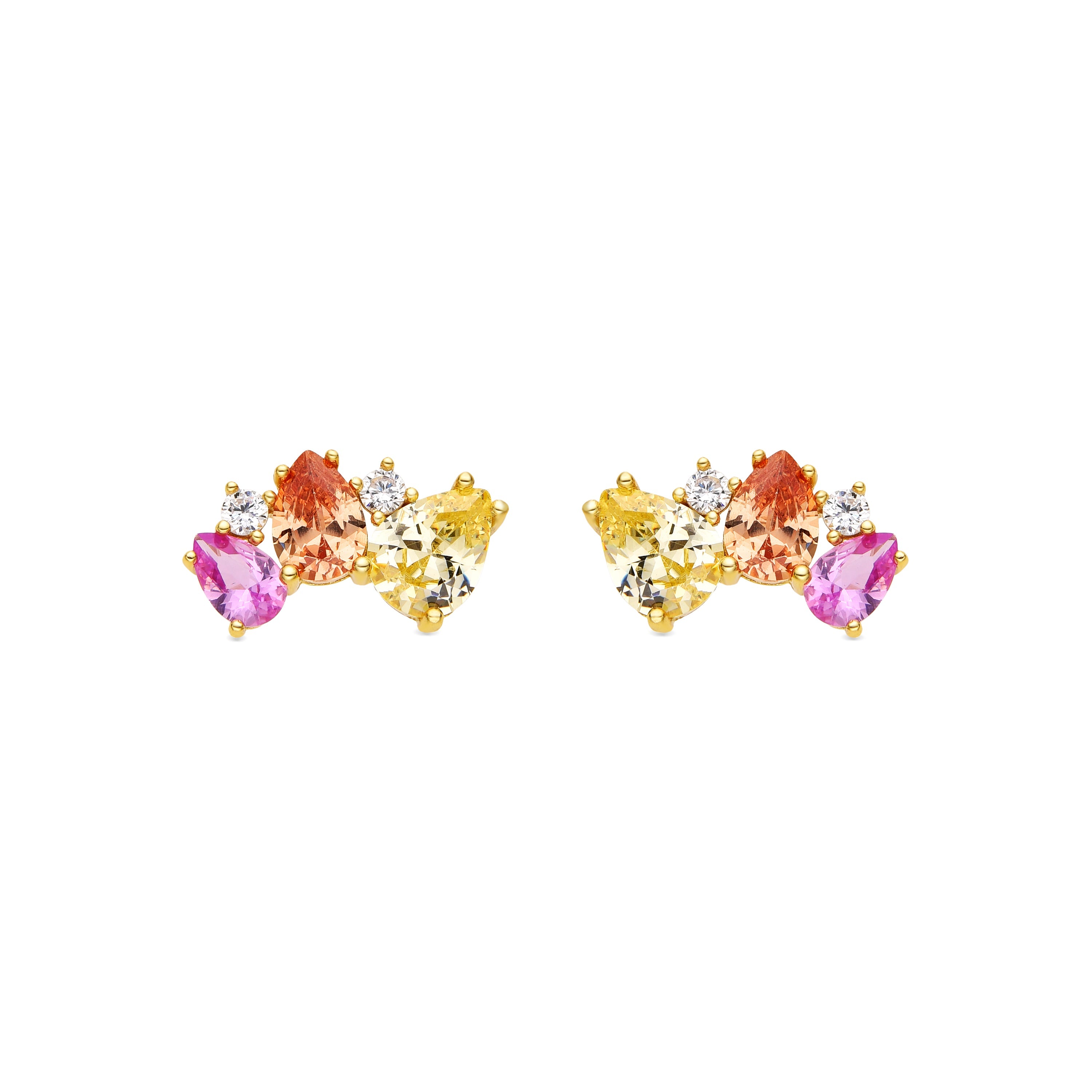 Orecchini in Argento Sterling 925 e Zirconia Multicolore finitura oro 18k - Terbia
