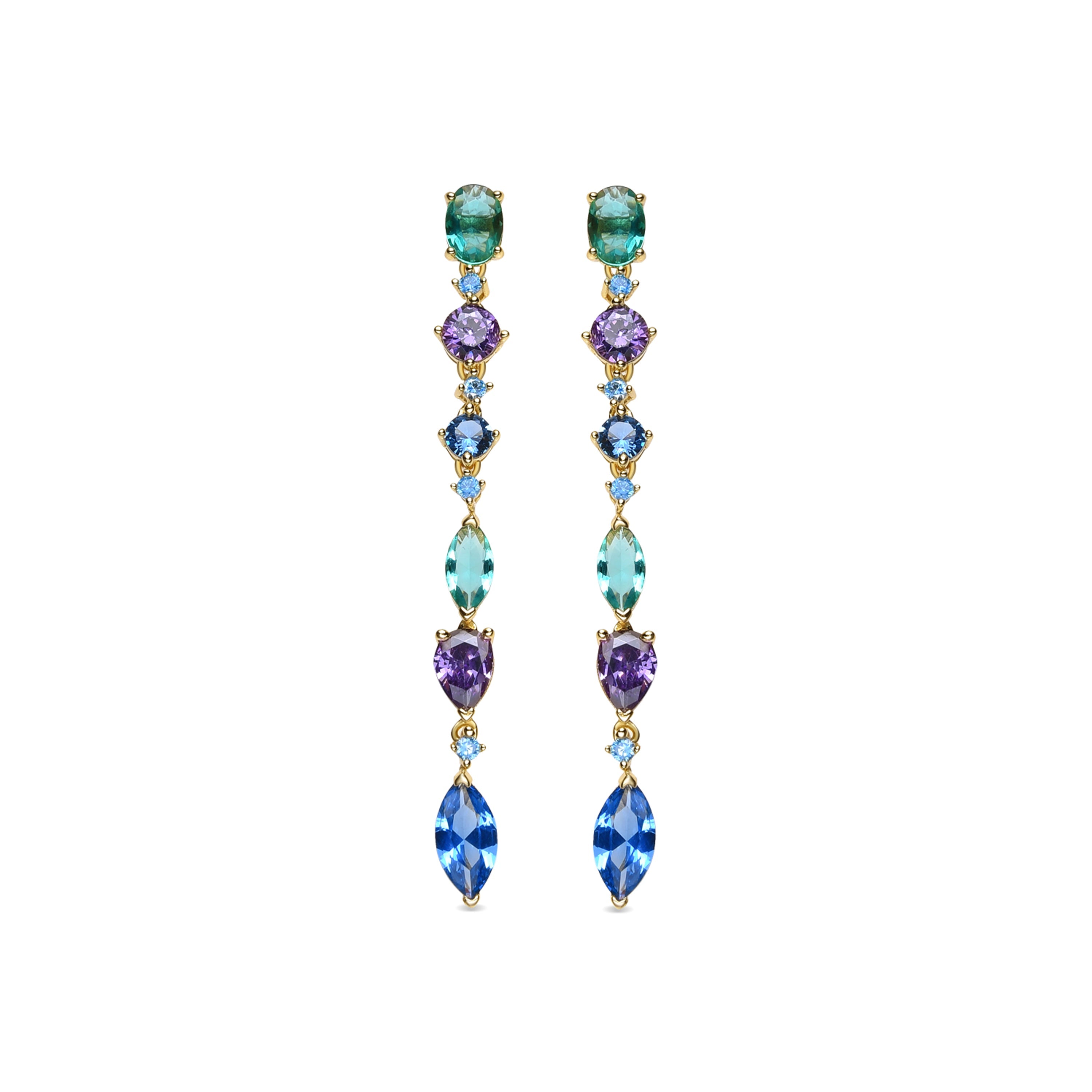 Orecchini in Argento Sterling 925 e Zirconia Multicolore con finitura in oro 18k - Samaa