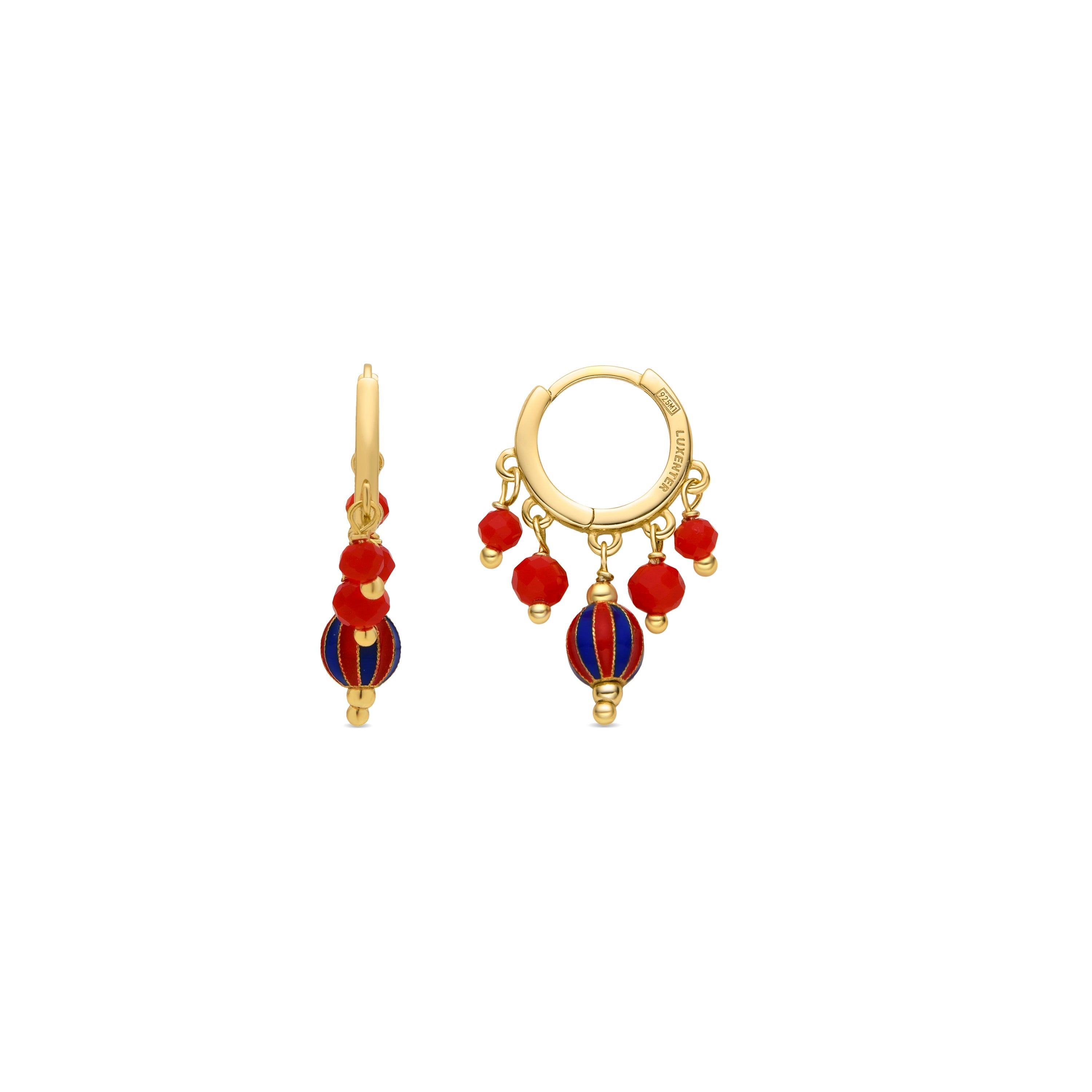 Ohrringe aus 925er Sterlingsilber mit rotem Lack und 18k Gelbgold-Finish - Towi