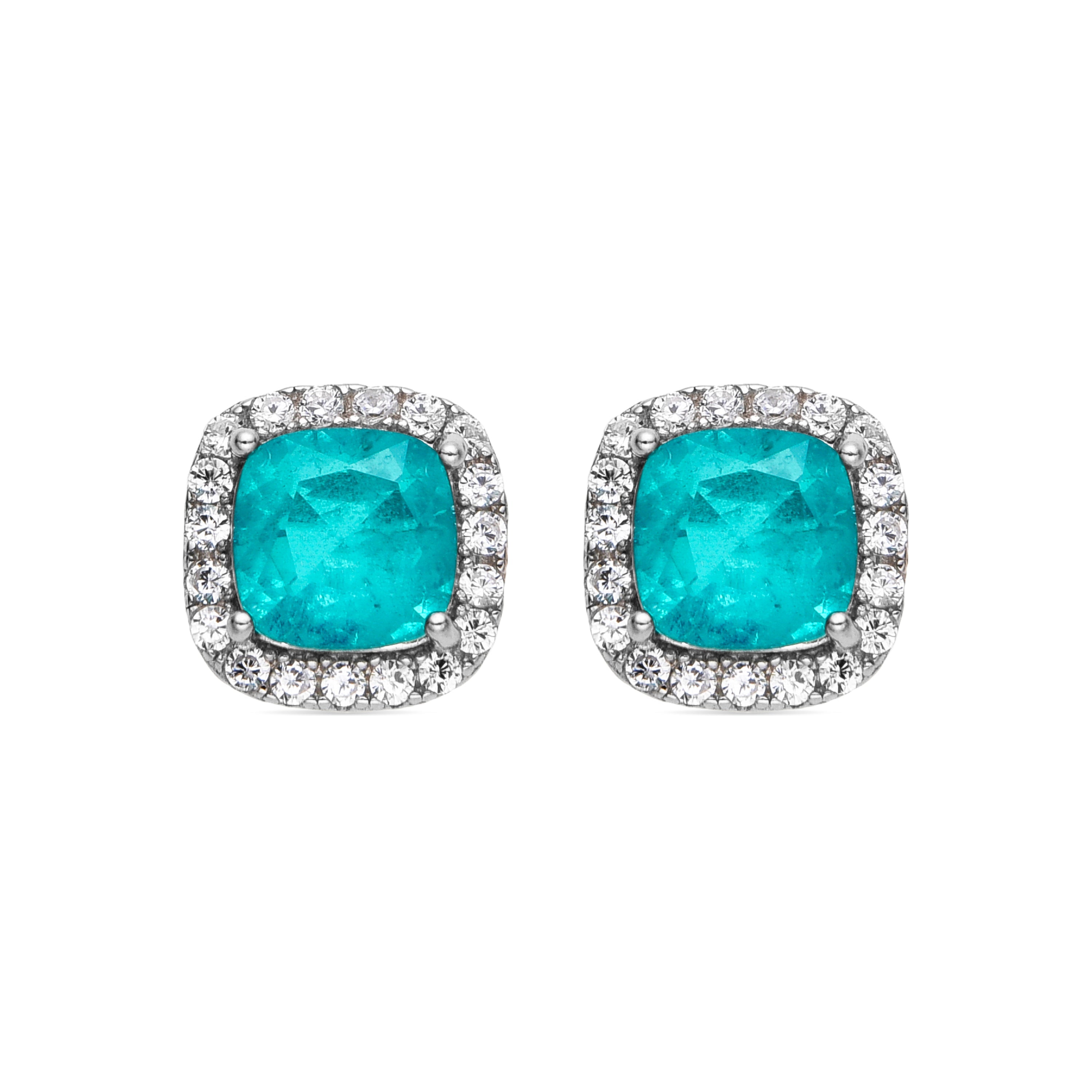 925 Sterling Silver Earrings with Light Green Hydrothermal Quartz finished in rhodium - Raikash