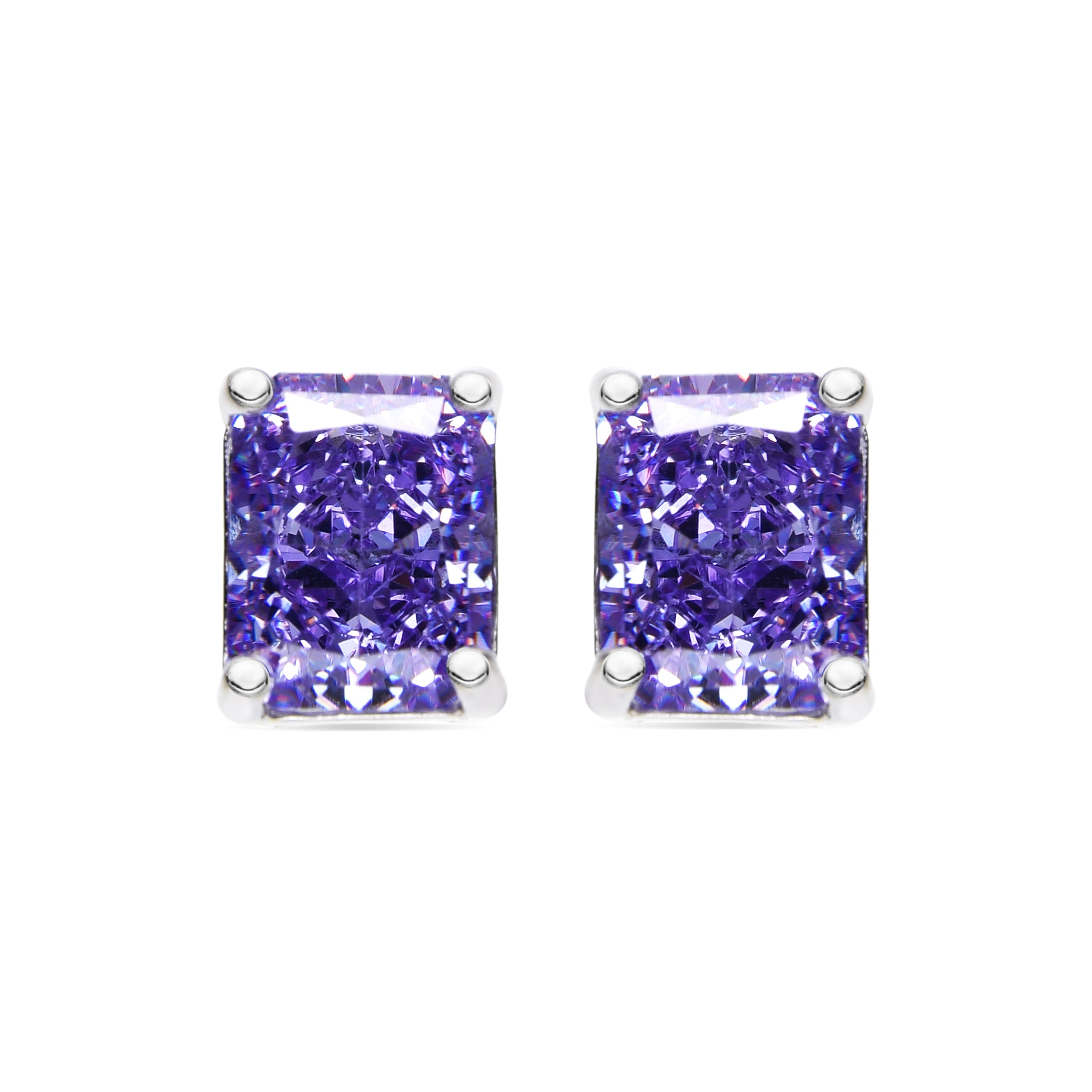 925 Sterling Silver Earrings with Amethyst Zirconia finished in rhodium - Sibke