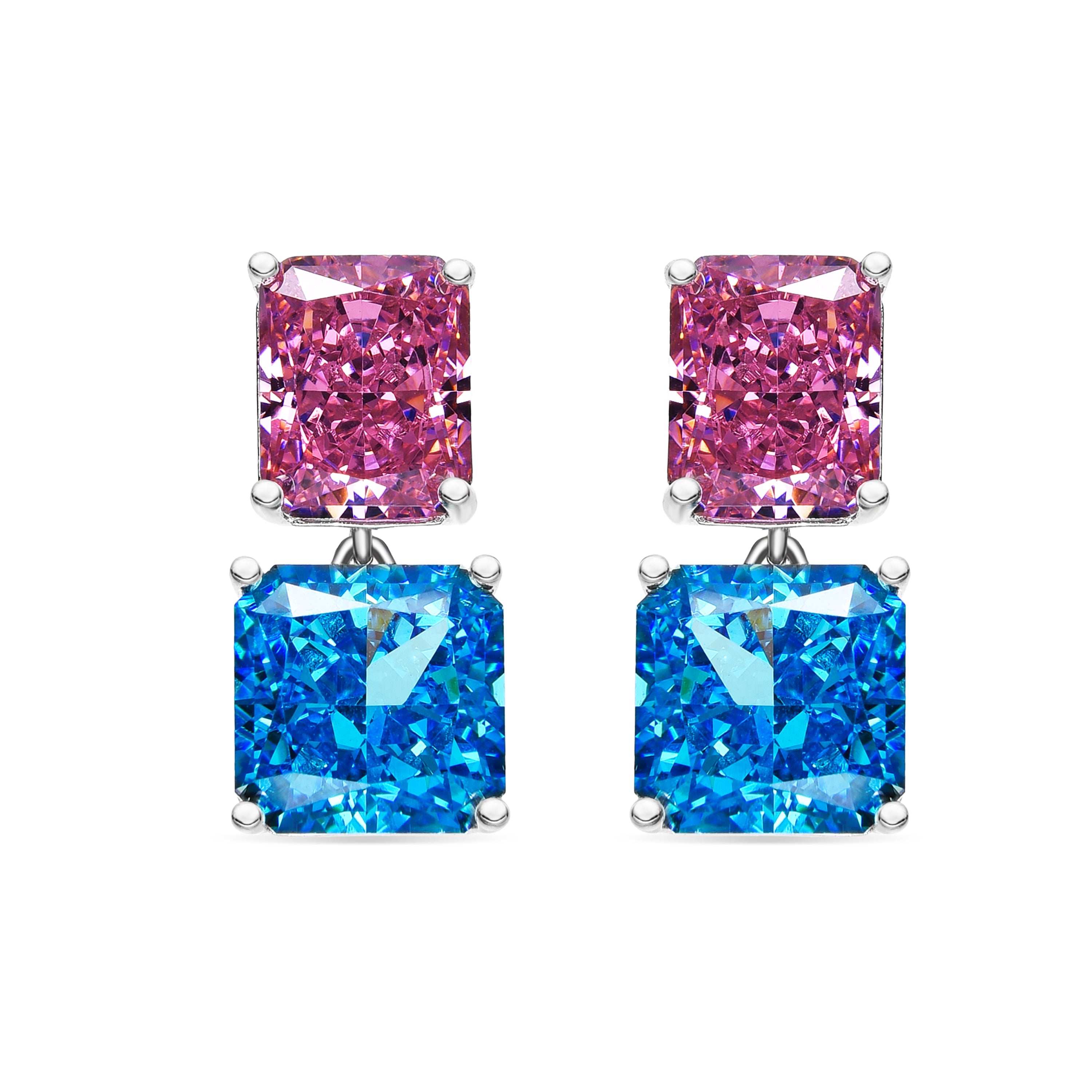 Orecchini in Argento Sterling 925 e Zirconia Zaffiro con finitura in rodio - Rokhay
