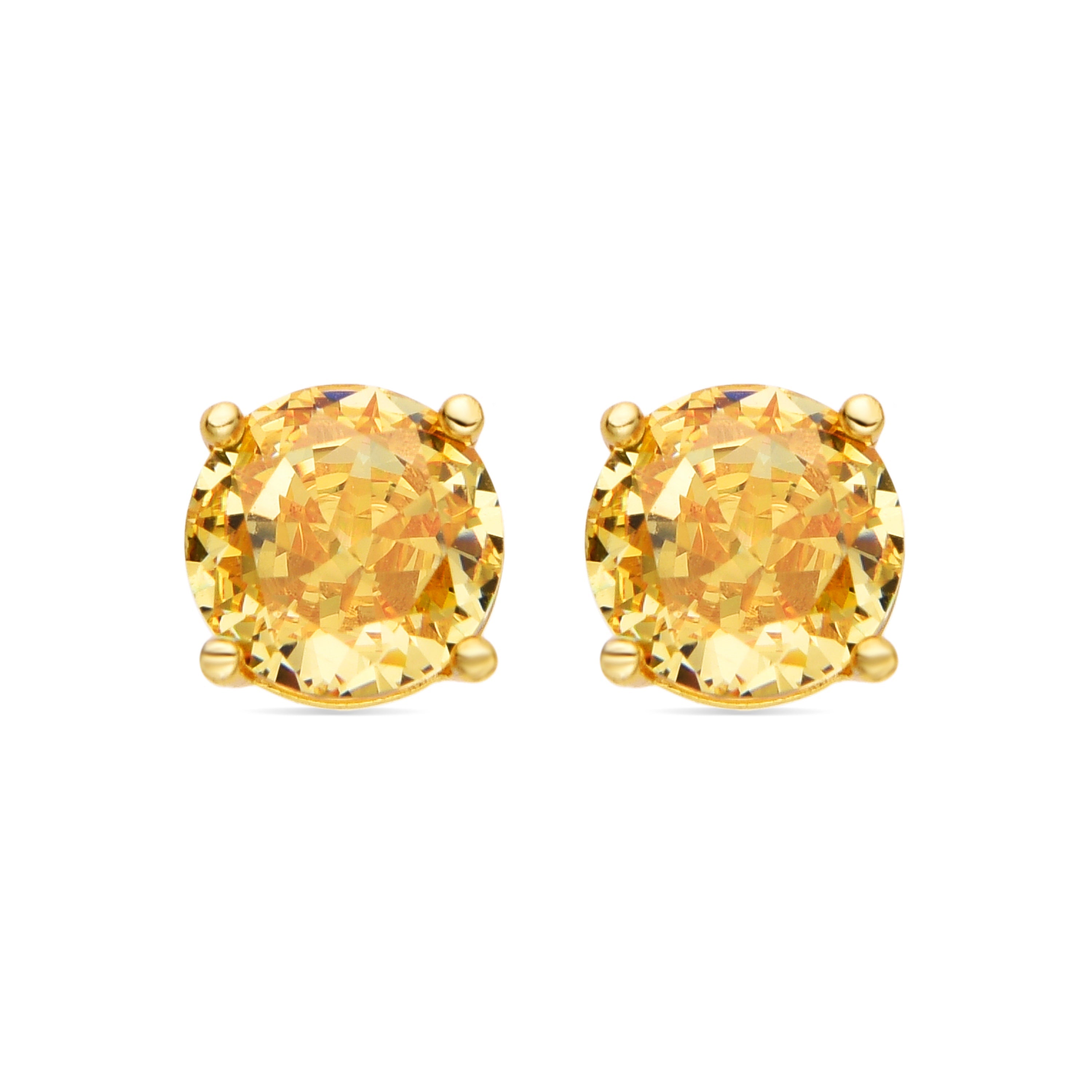 925 Sterling Silver Earrings with Padparadscha 18k Gold Finish - Baran