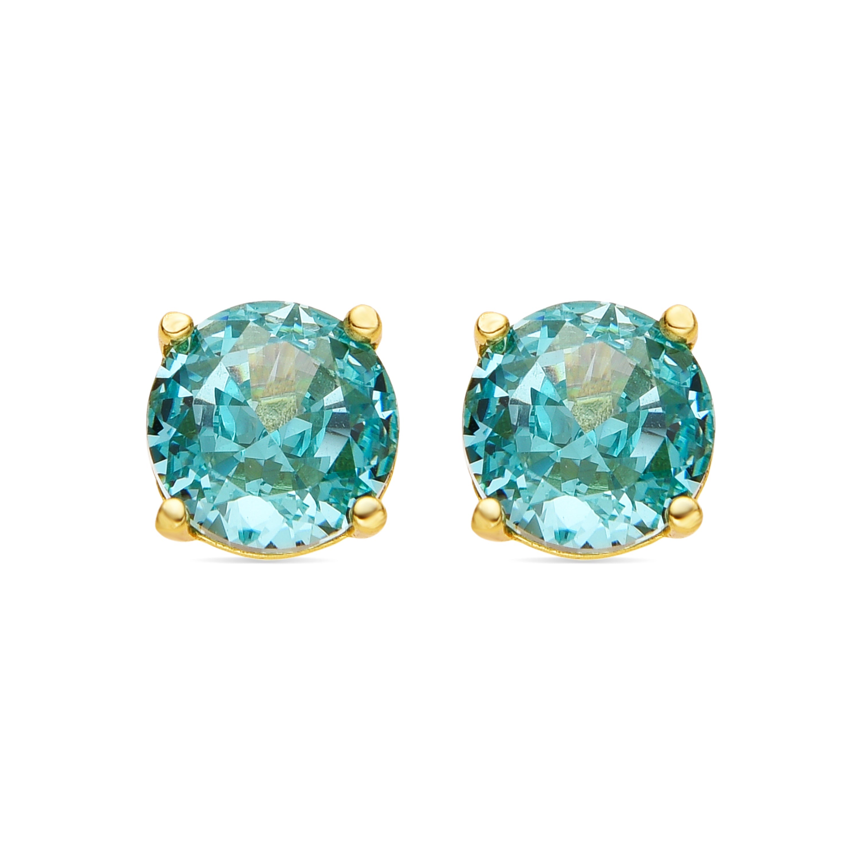 925 Sterling Silver Earrings with Light Green Hydrothermal Quartz finished in 18k gold - Baran