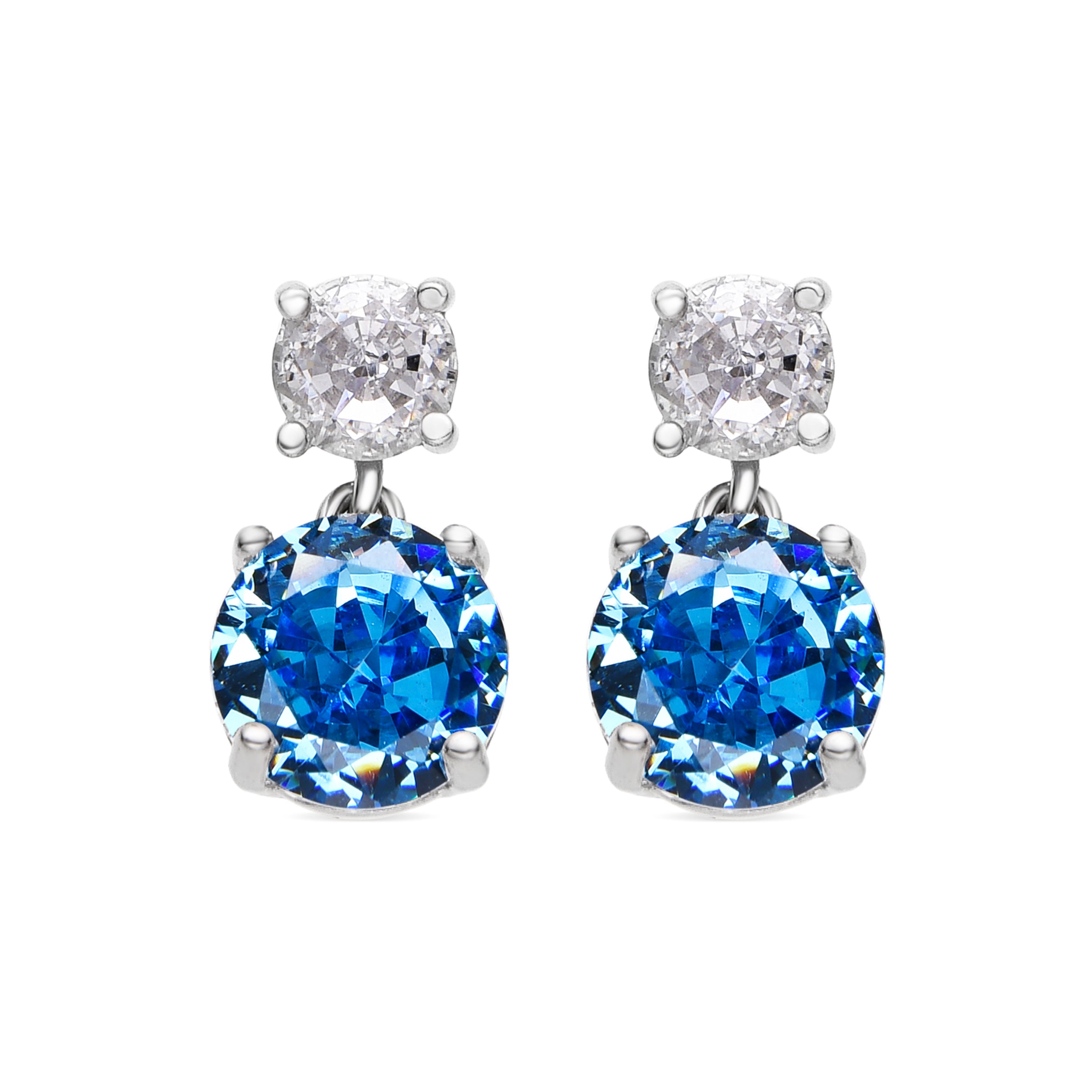 Orecchini in Argento Sterling 925 e Zirconia Zaffiro con finitura in rodio - Nuah