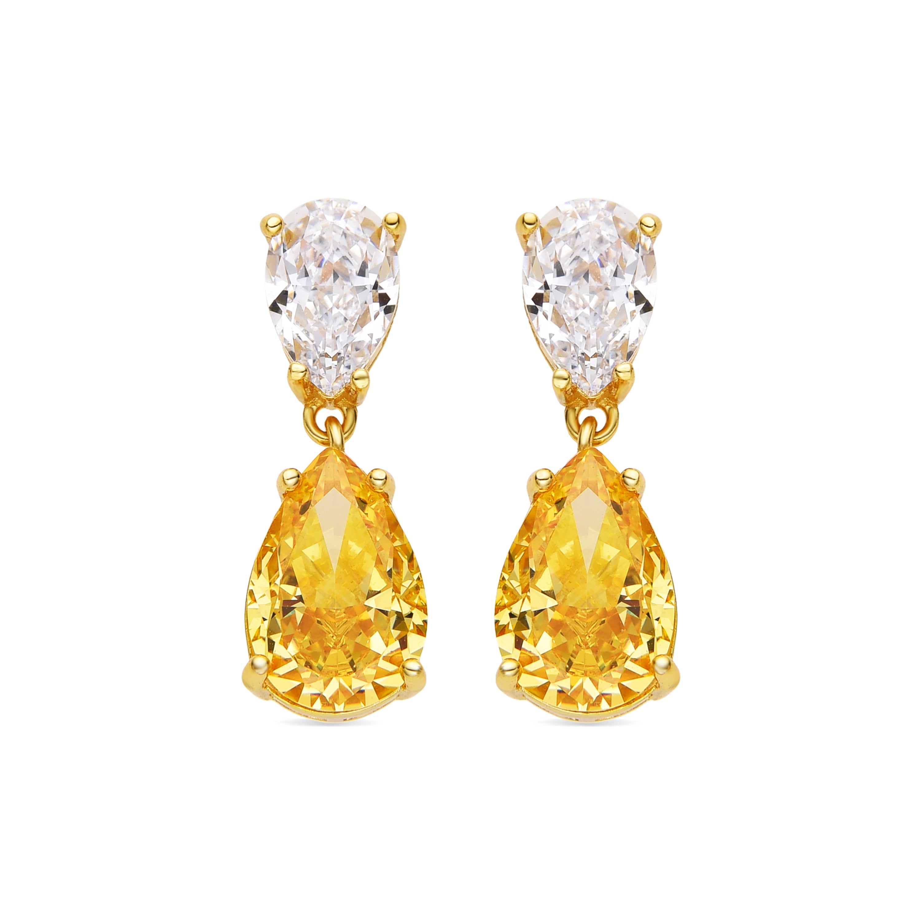 925 Sterling Silver Earrings with Padparadscha 18k Gold Finish - Galik