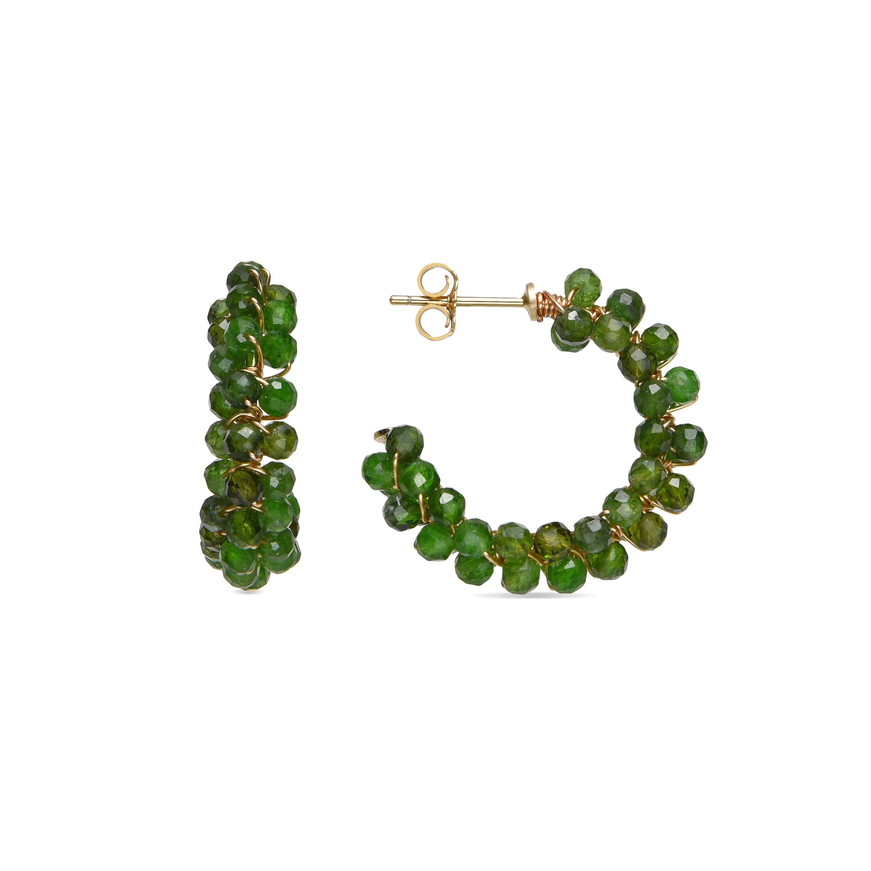 Orecchini in Argento Sterling 925 e Cristallo Verde con finitura in oro 18k - Siran