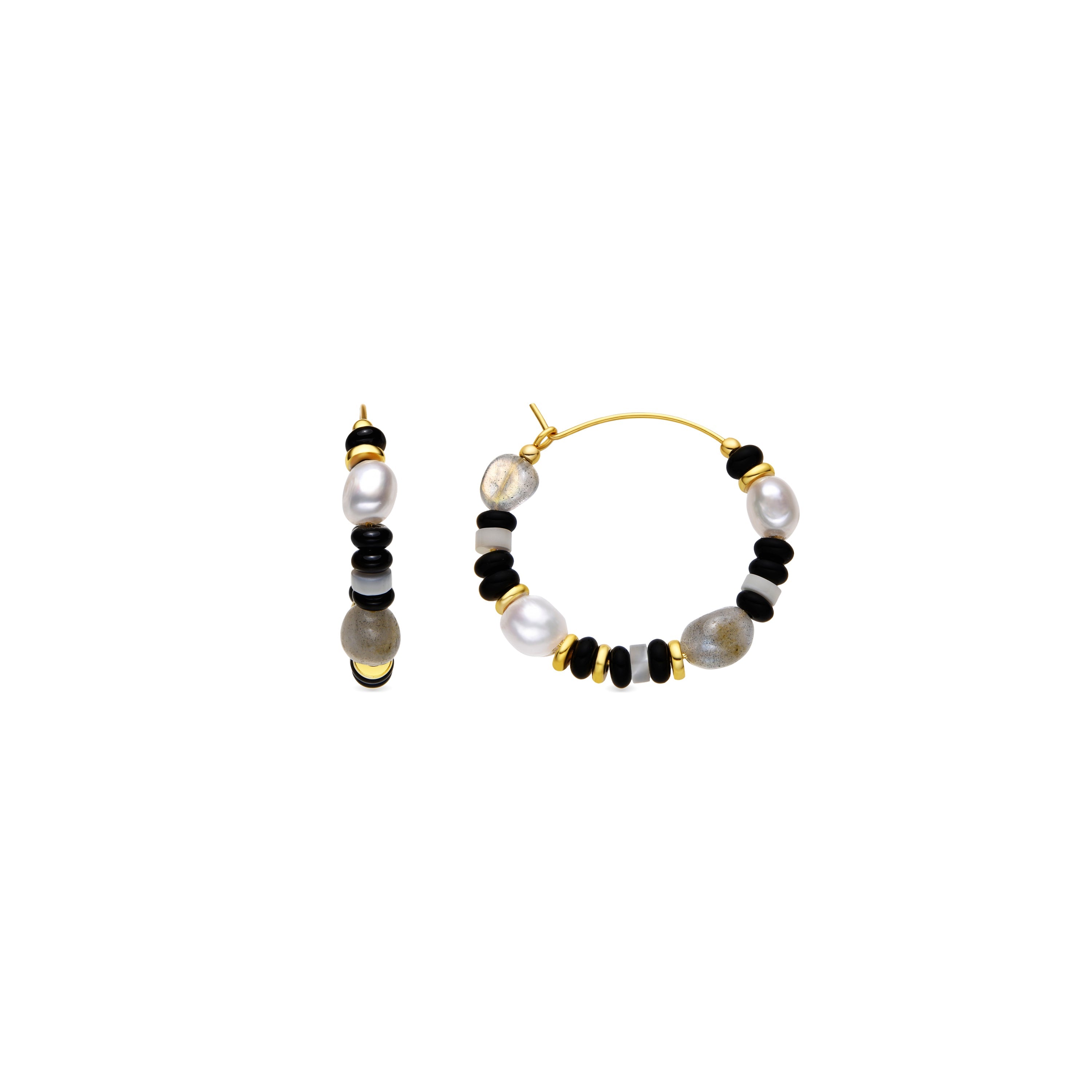 Pendientes de Plata de Ley 925 y Onix acabado oro 18k - Nanys