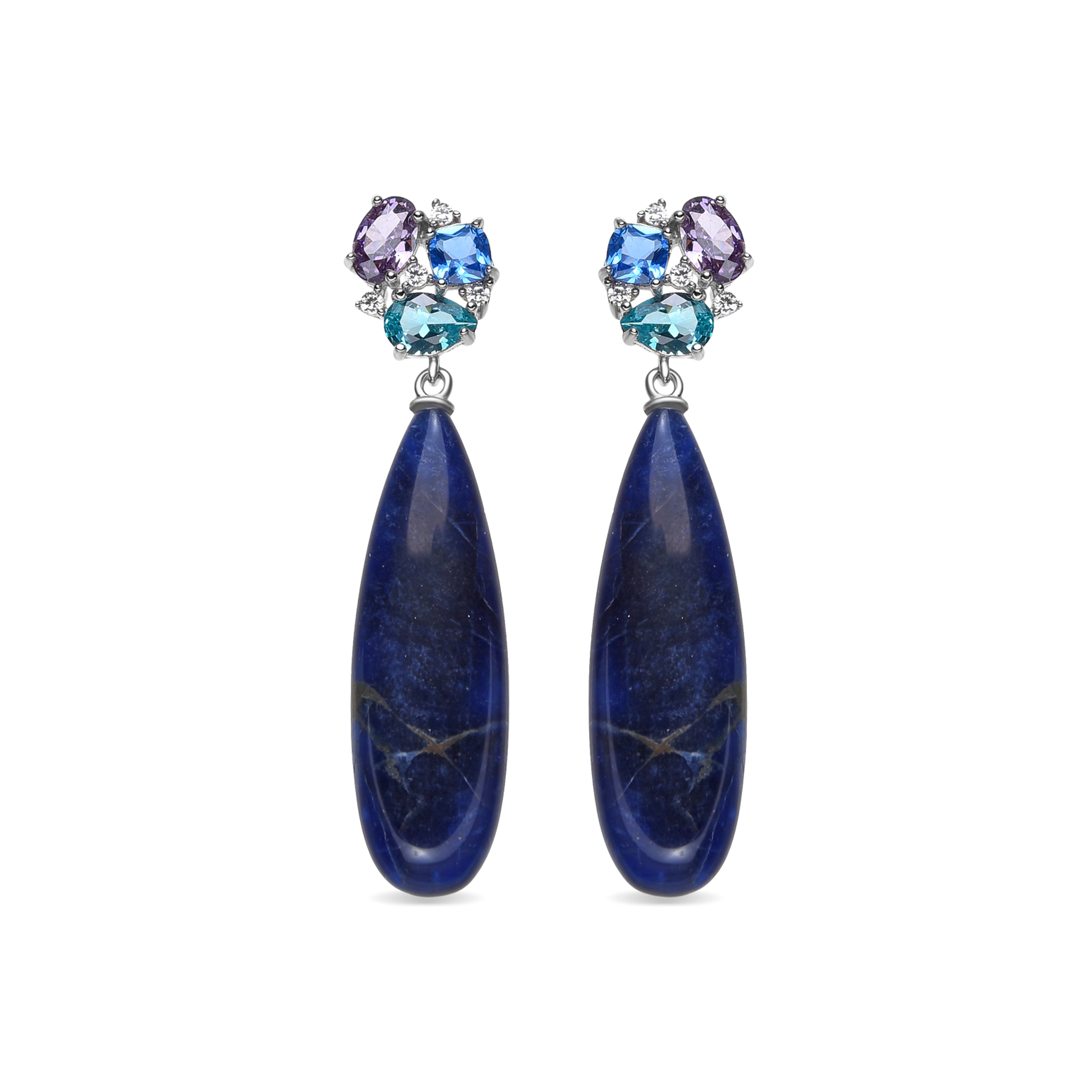 Orecchini in Argento Sterling 925 e Zirconia Multicolore con finitura in rodio - Orbus