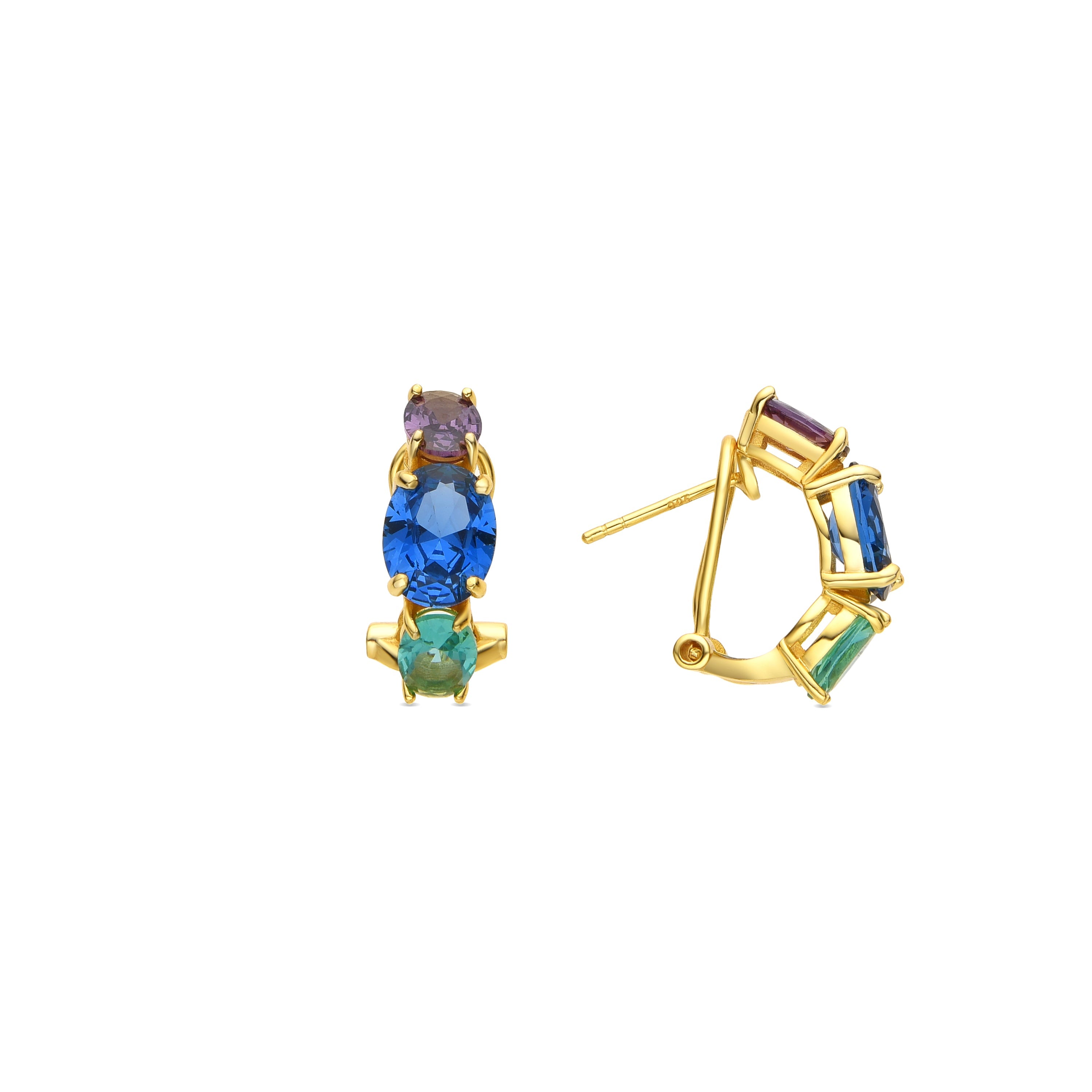 Orecchini in Argento Sterling 925 e Zirconia Multicolore finitura oro 18k - Mireb
